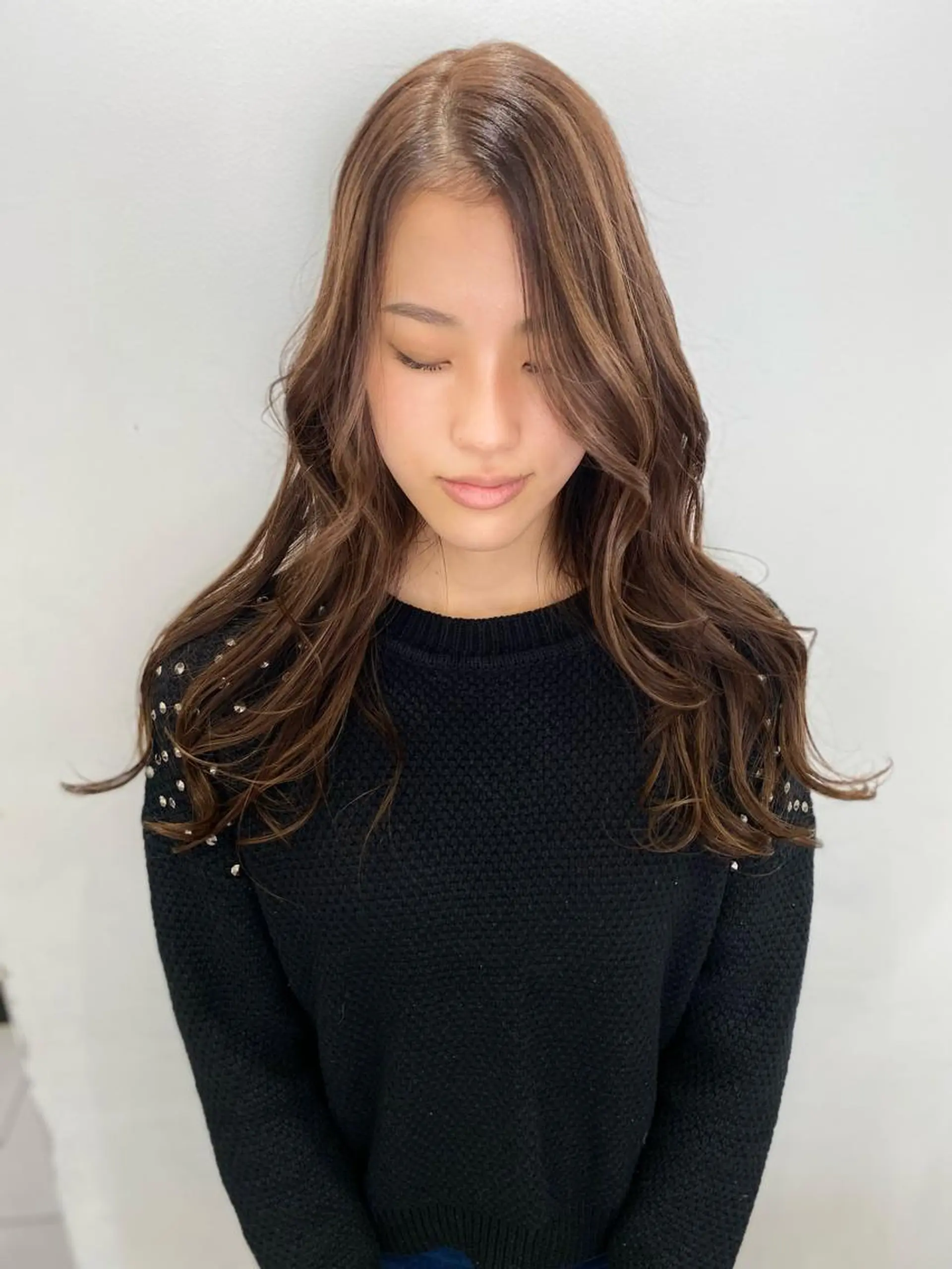 ロング カラー バレイヤージュ デザインカラー グレージュ ハイライトカラー 外国人風カラー ヘアカラー トリートメント opus 店長大和 レイヤー/赤み消しのヘアスタイル