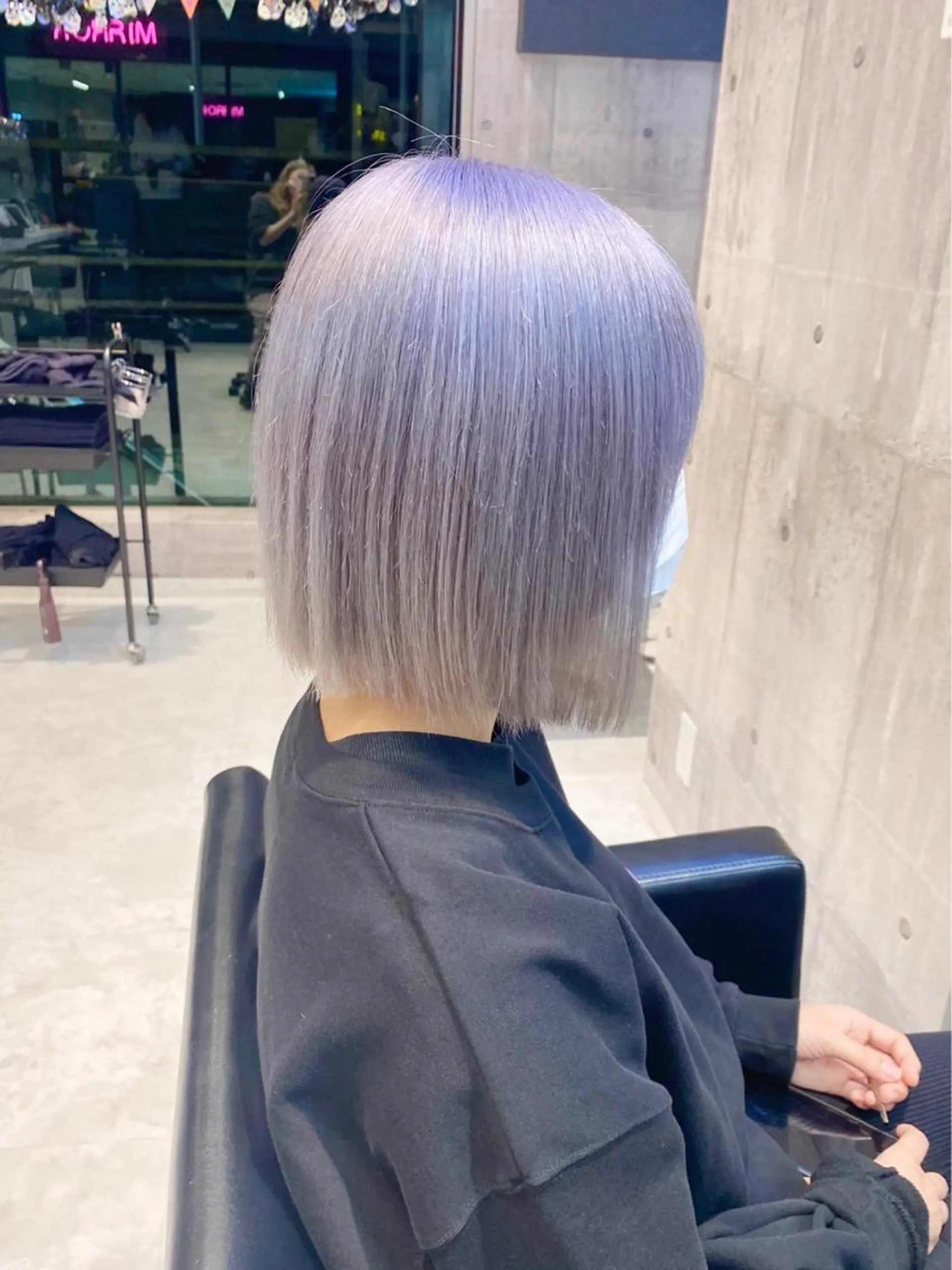 ミディアム カラー アッシュ アッシュグレー アッシュグレージュ バレイヤージュ ミストバング 韓国ヘア 🦋KIRA🦋のヘアスタイル