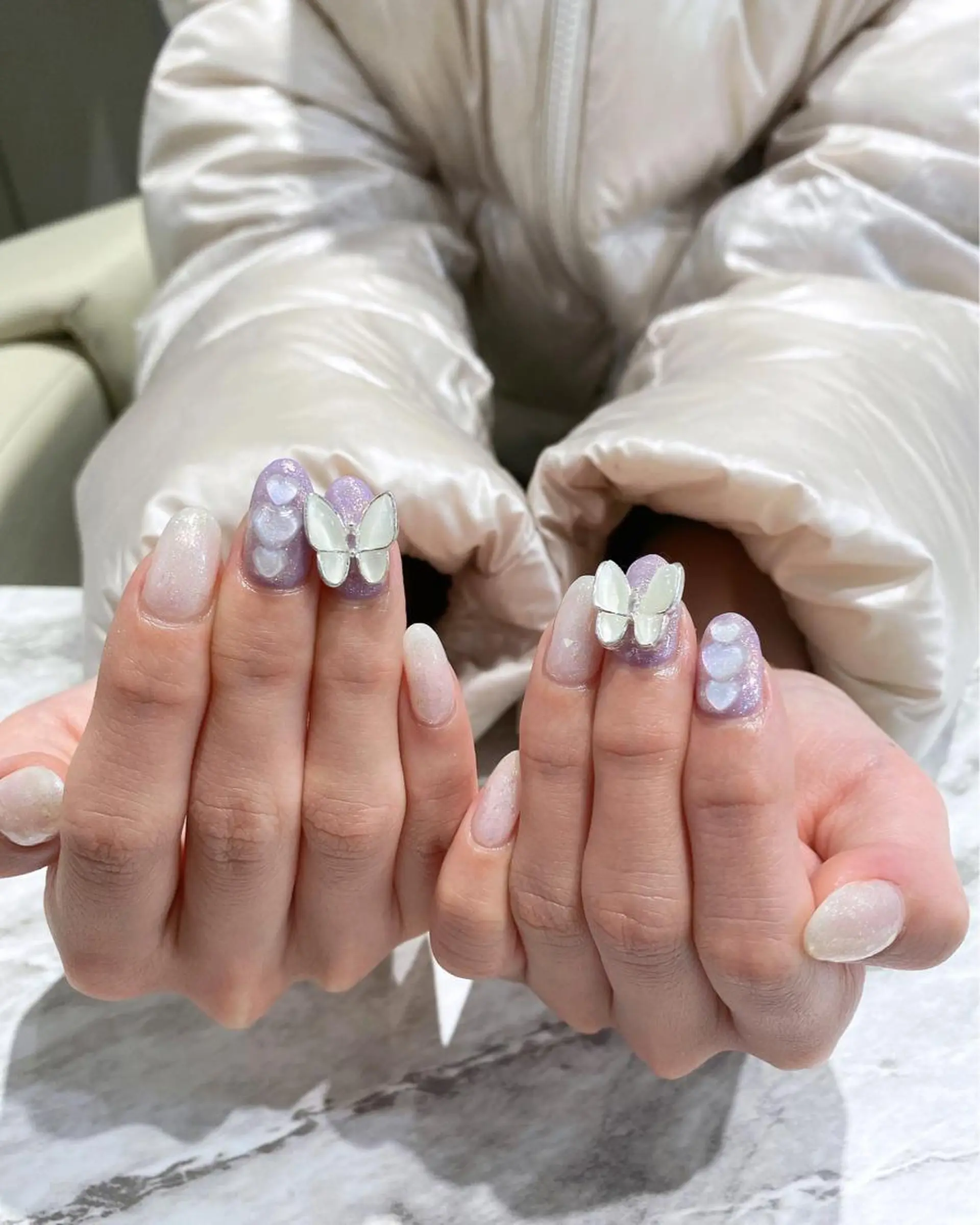 ネイル ハート パープル ハンドネイル フットネイル ハンドケア nail salon  AlgeTy所属・✴︎:.｡. MAKI.｡.:✴︎のネイルデザイン