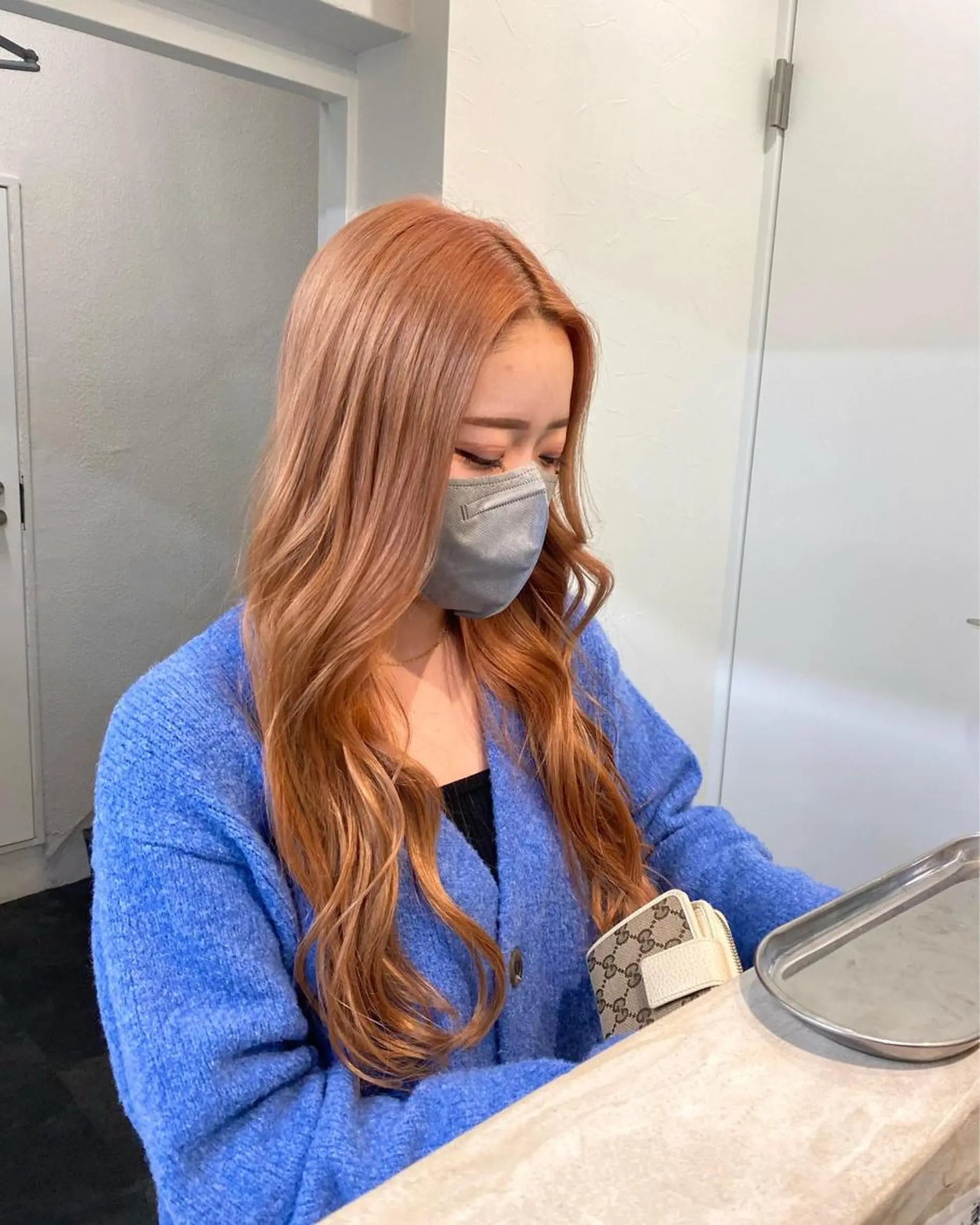 ロング カラー ブリーチ デザインカラー ハイトーンカラー 似合わせカット sunc所属・梅田l大人韓国ヘア レイヤー×艶カラーのヘアスタイル