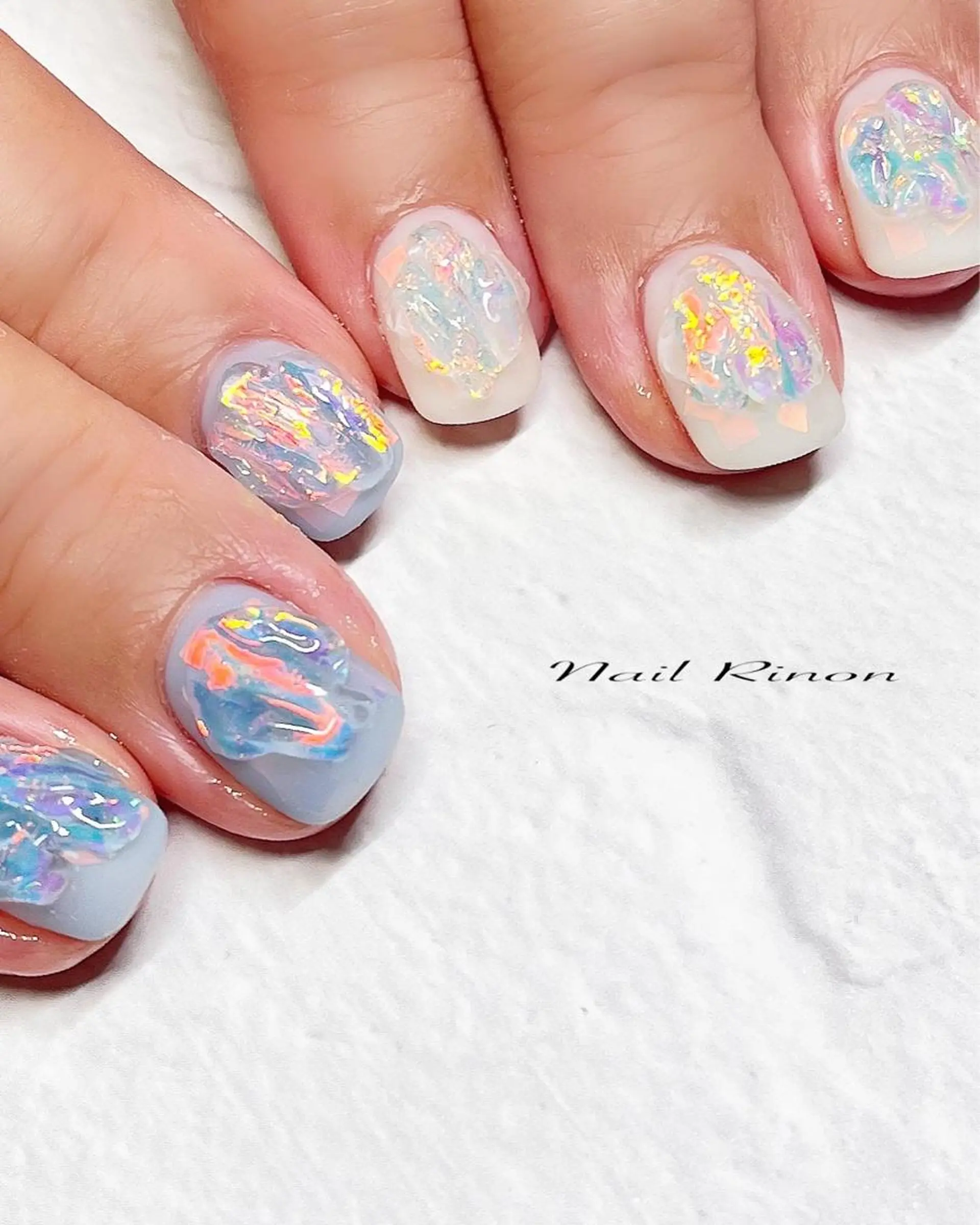 ネイル 氷ネイル・うるうるネイル ハンドネイル Nail Rinonのネイルデザイン