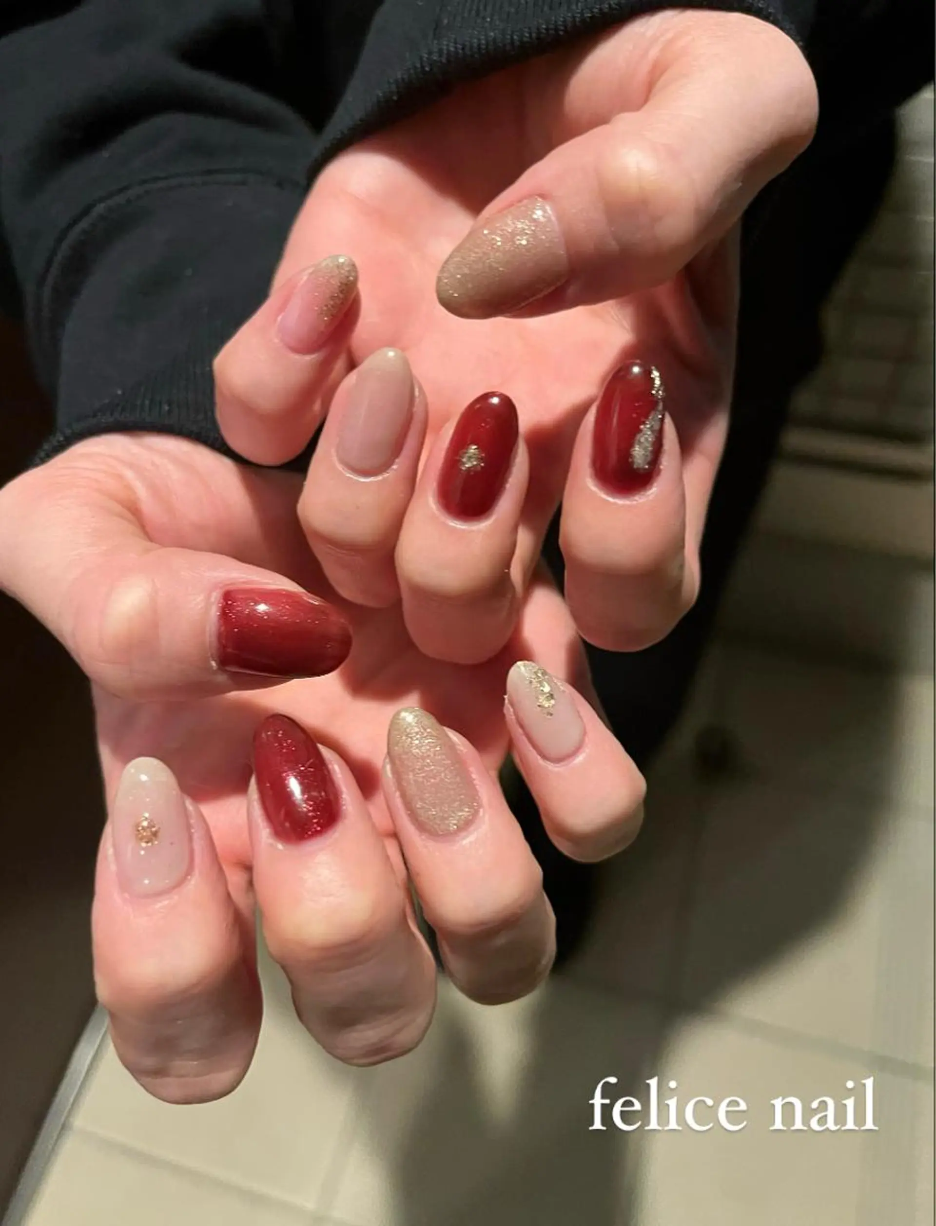ネイル ニュアンスネイル 冬ネイル クリスマス felice nailのネイルデザイン