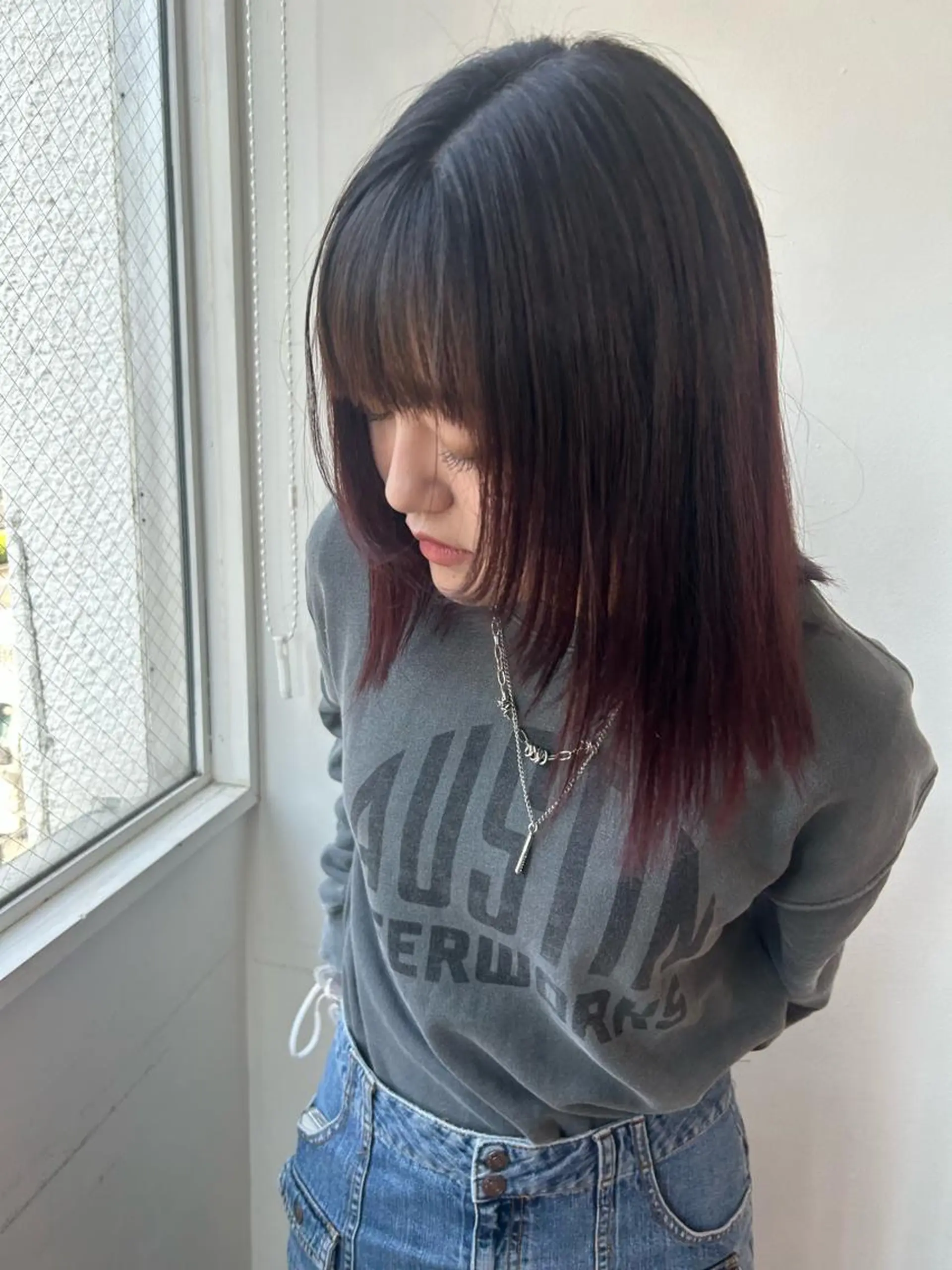 セミロング カラー 顔周りカット ウルフカット 愛結 暖色カラー🎀🩰のヘアスタイル