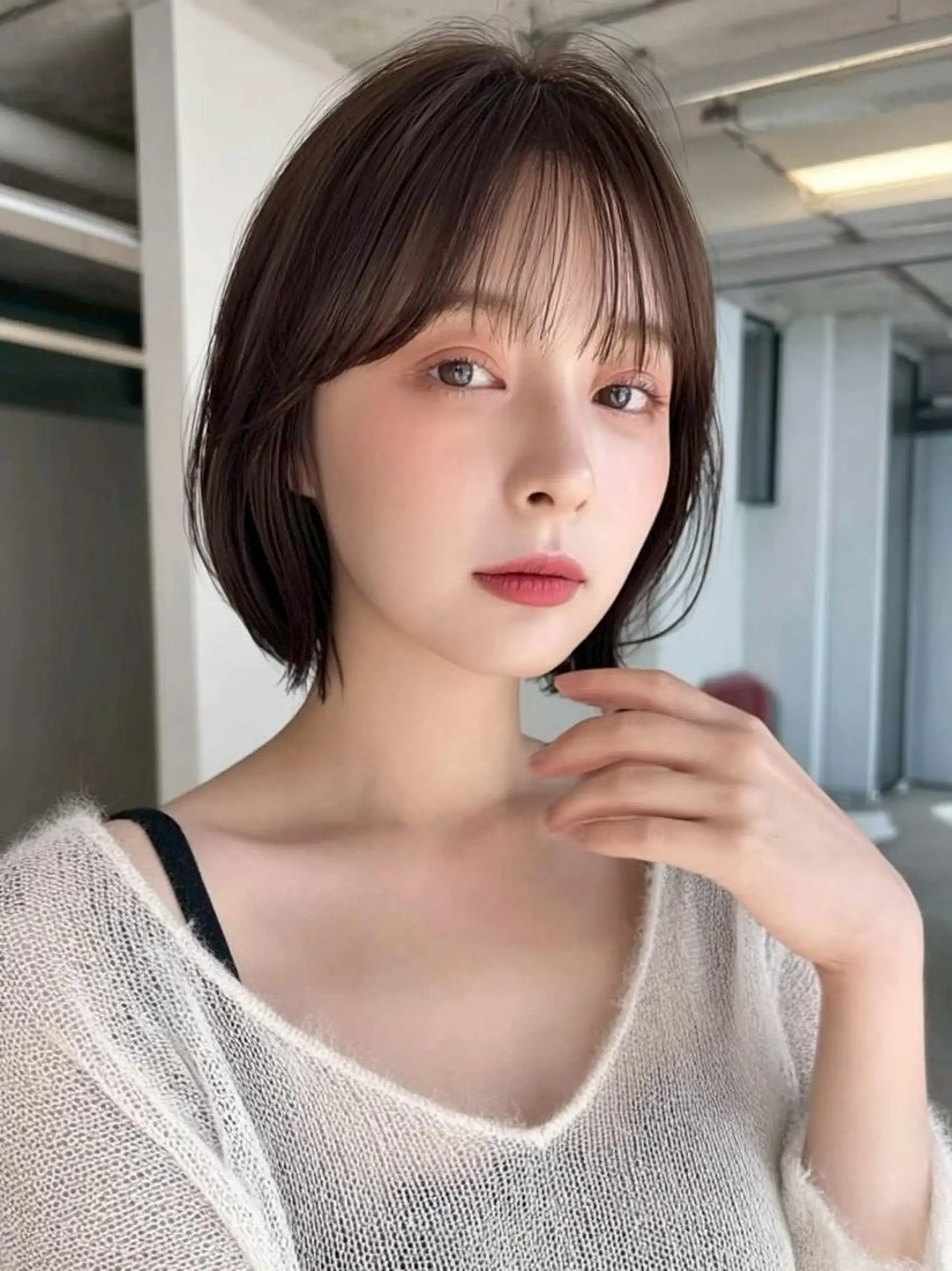 ミディアム 切りっぱなしボブ ショートボブ ボブ 髪質改善 縮毛矯正 ✨髪質改善 ✨/ミヤビのヘアスタイル