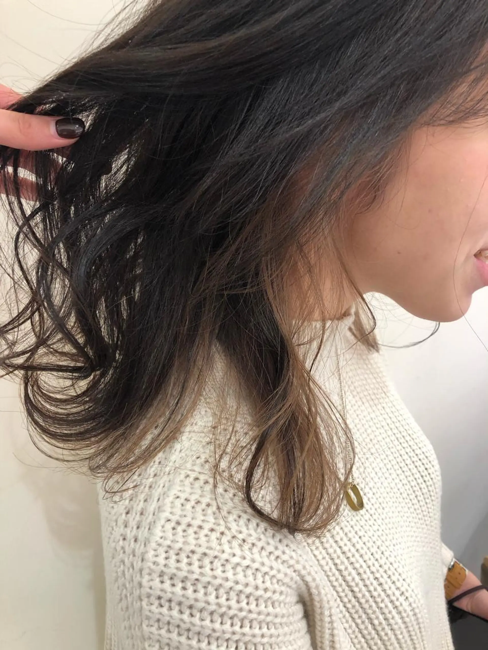 セミロング カラー 細めハイライト🩶 ボブ/レイヤーカットのヘアスタイル