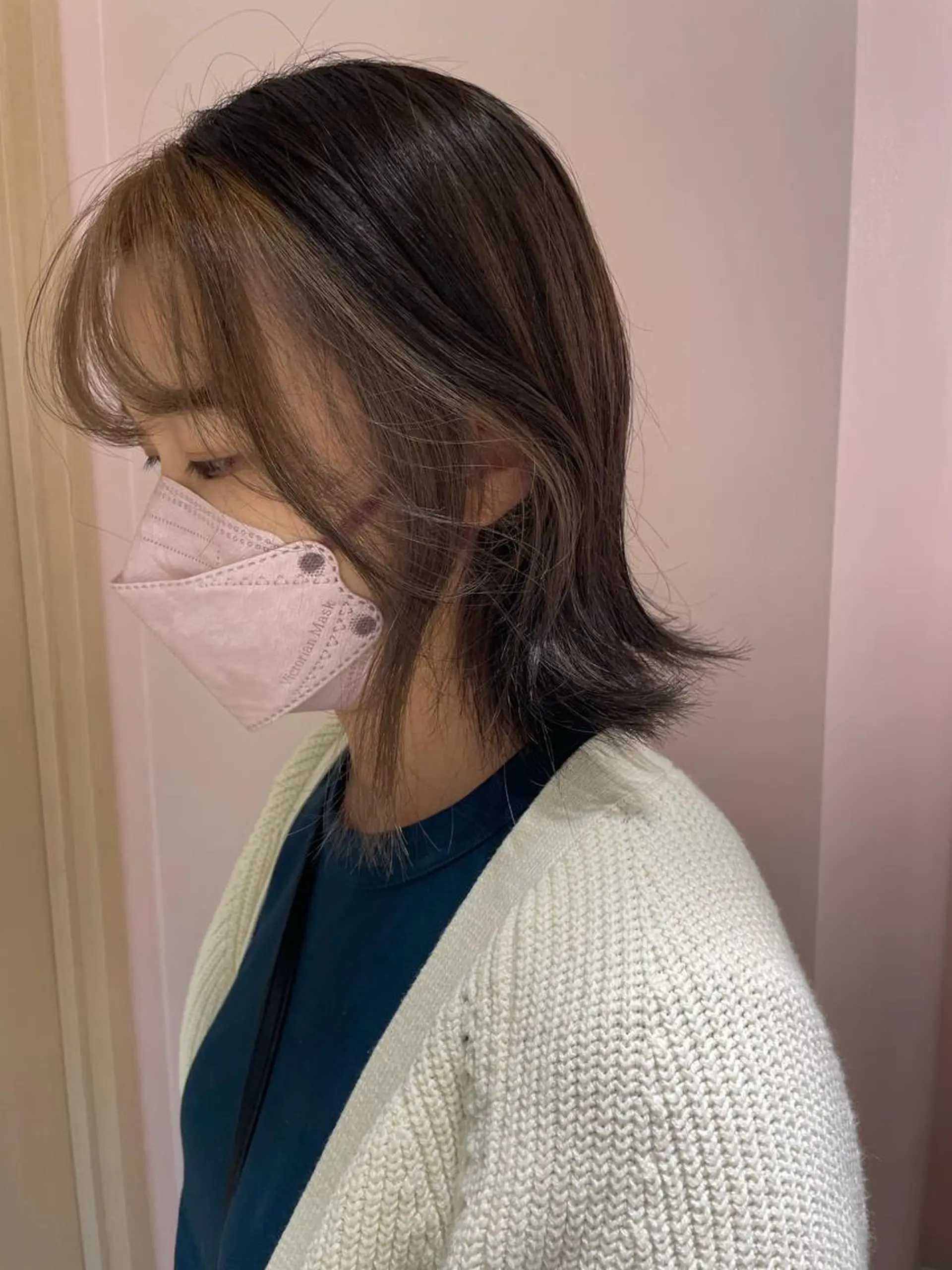 ミディアム アッシュ アッシュブラウン ミストバング ヘアカラー トリートメント ヘッドスパ マホ/日吉/髪質改善 /レイヤー/ガーリーのヘアスタイル