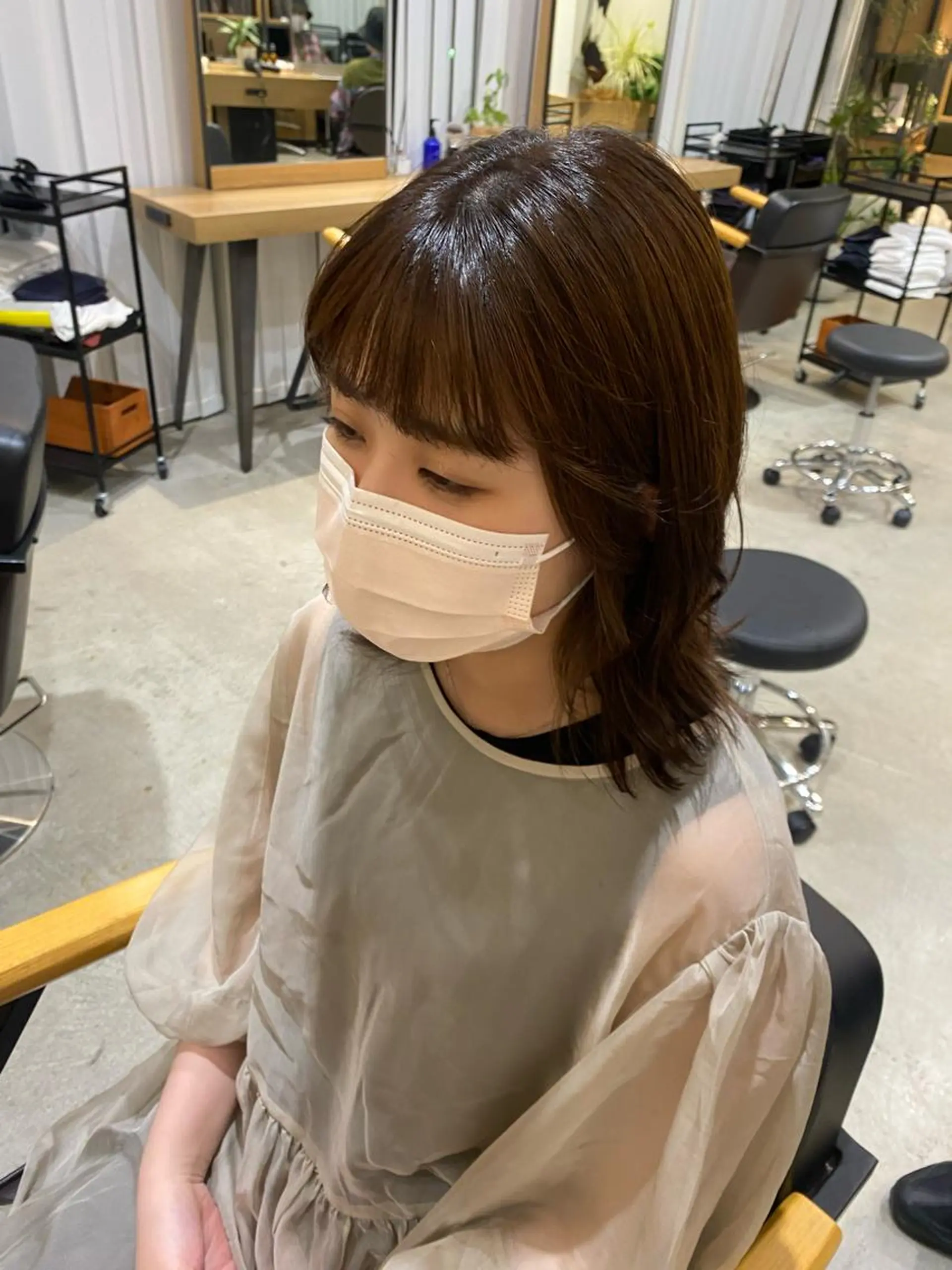 ミディアム ハイライト 頭皮につけないカラー /白髪ぼかし/実加永のヘアスタイル