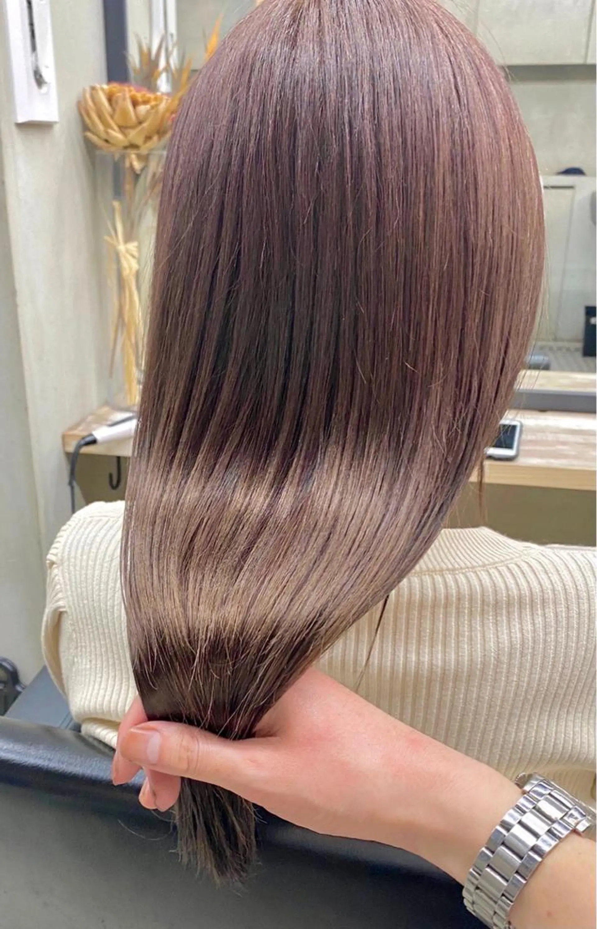 ミディアム カラー パーマ 髪質改善 トリートメント 酸熱トリートメント ストレートパーマ Siena 渋谷のヘアスタイル