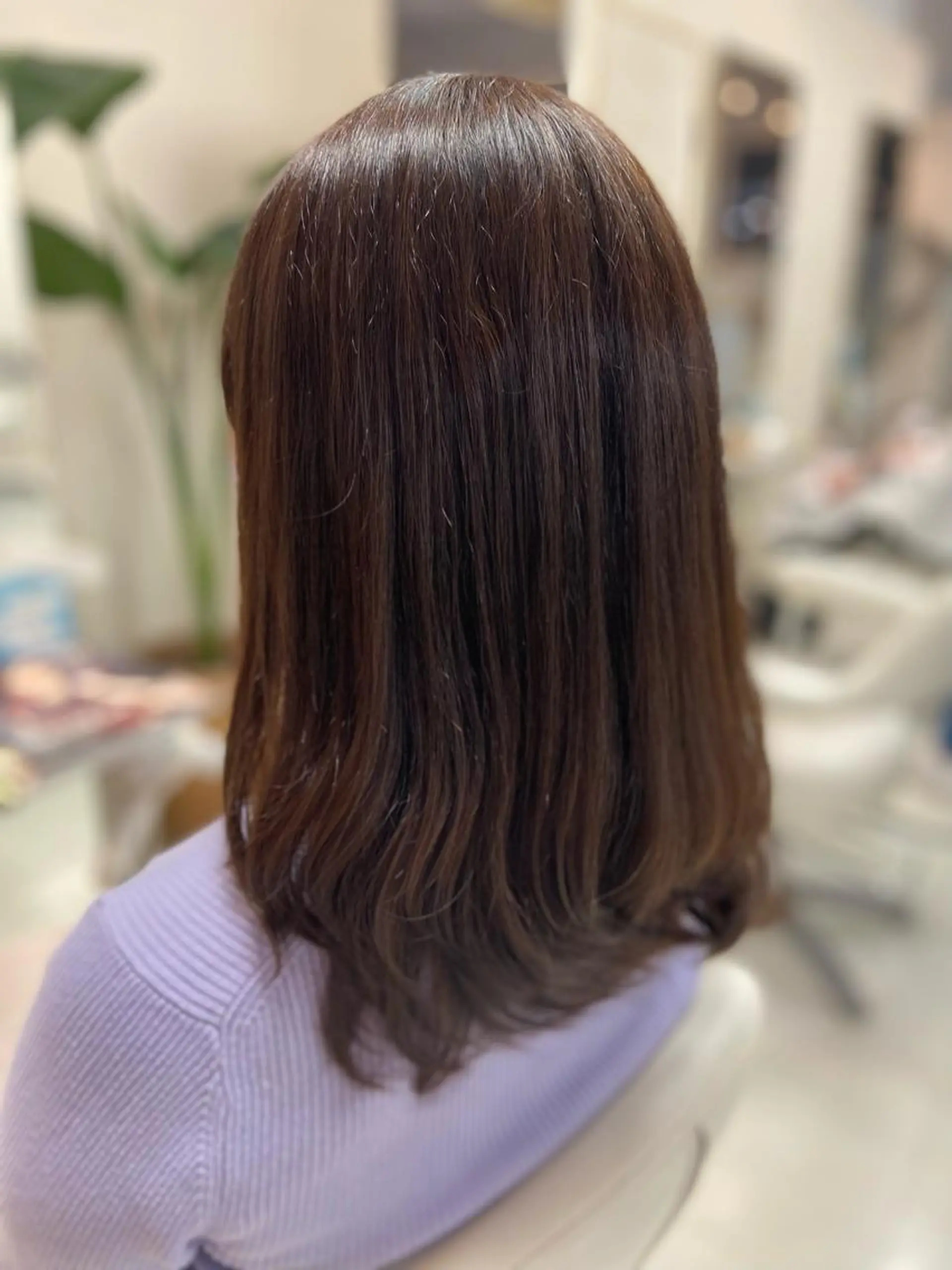 セミロング カラー ブラウンカラー パープルカラー パープルブラウン レイヤーカット カット ヘアカラー トリートメント 菊地 美憂のヘアスタイル