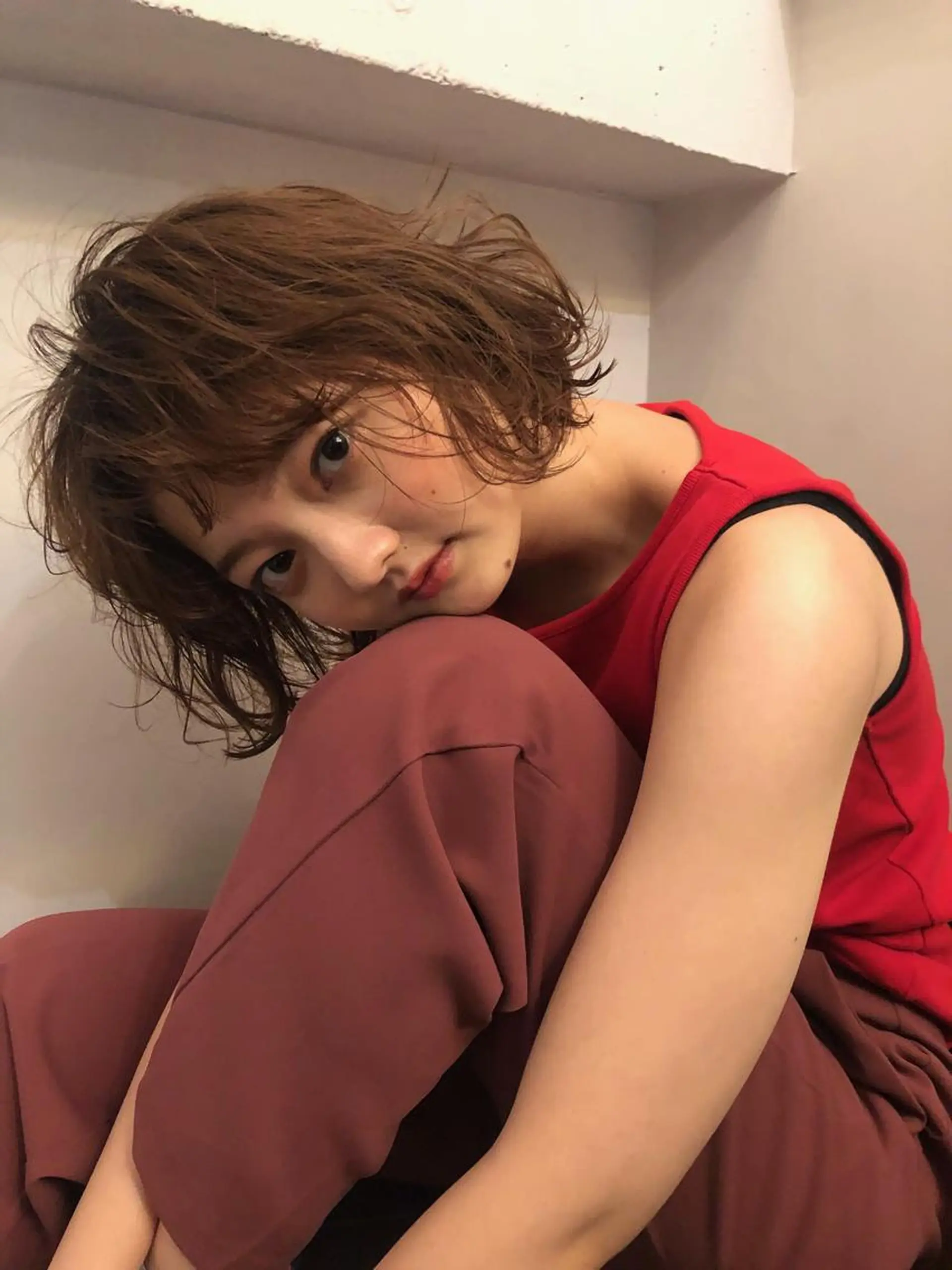 ミディアム カラー パーマ ショートボブ💗 ヤマネシオリのヘアスタイル