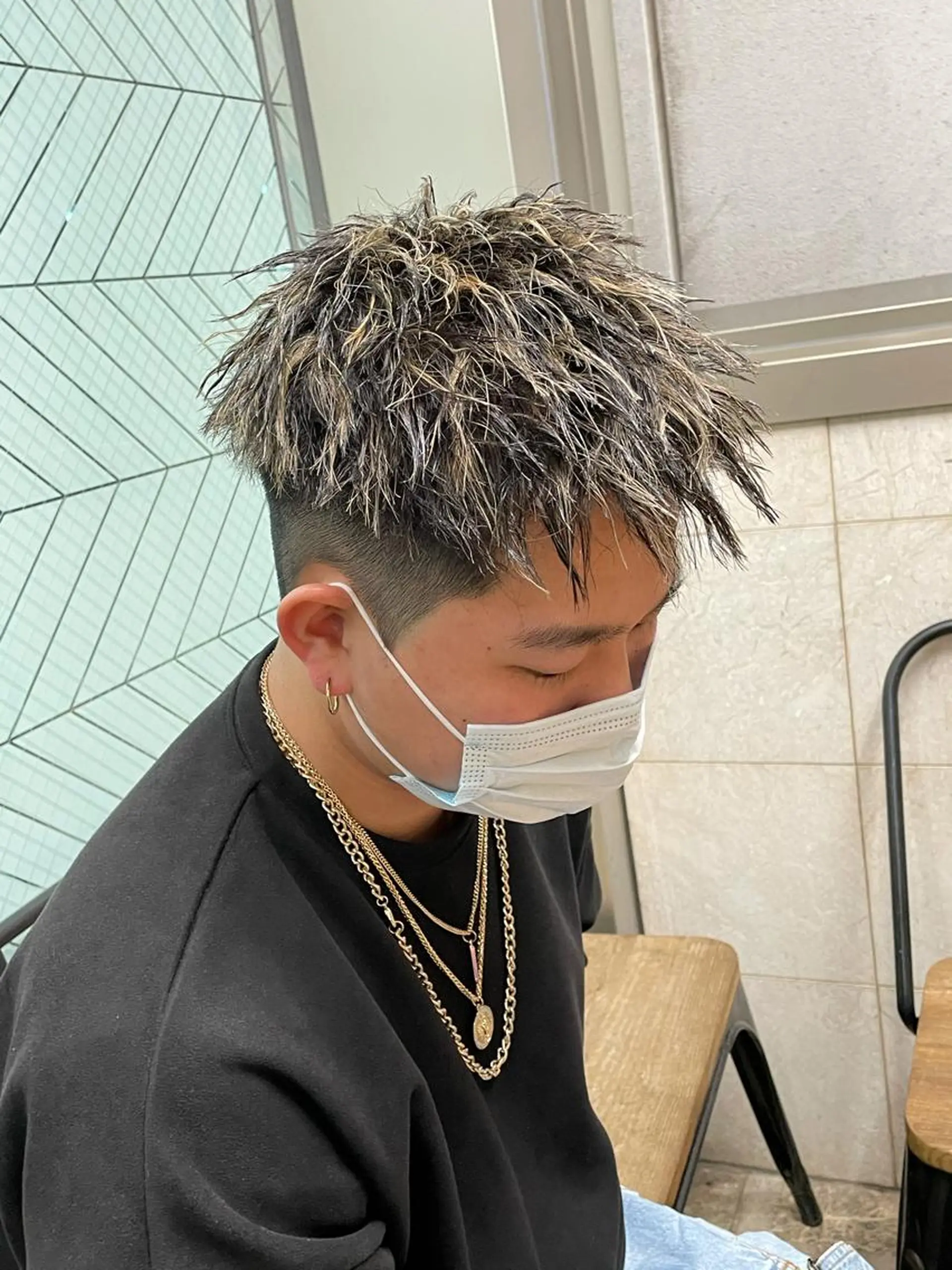 カラー パーマ メンズ メンズメッシュ メッシュ Le'a所属・渋谷/フェード/ 國分 翔のヘアスタイル