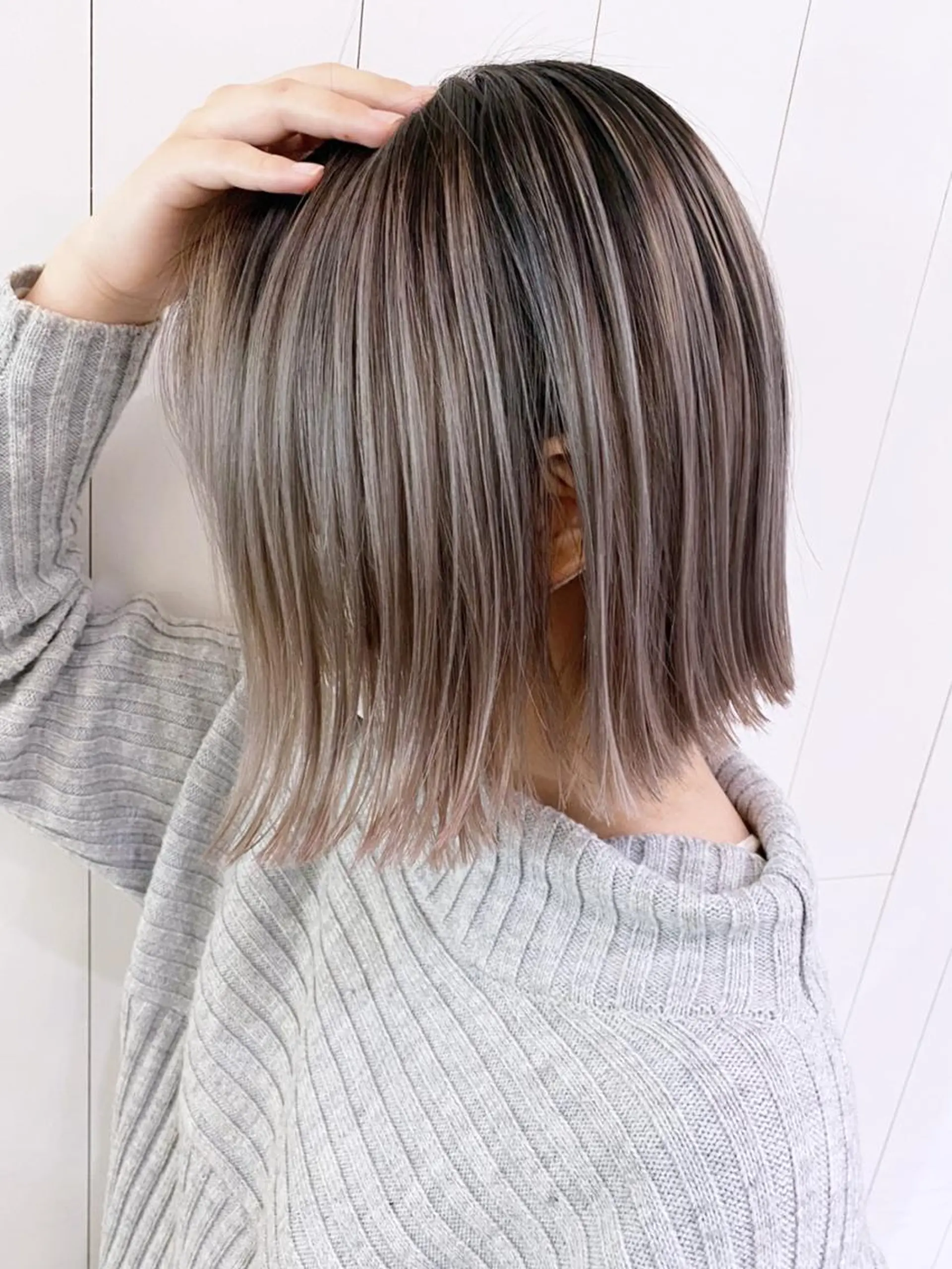 ミディアム カラー パーマ ヘアアレンジ バレイヤージュ グレージュ レイヤーカット ITbyALBUM 浦和店のヘアスタイル