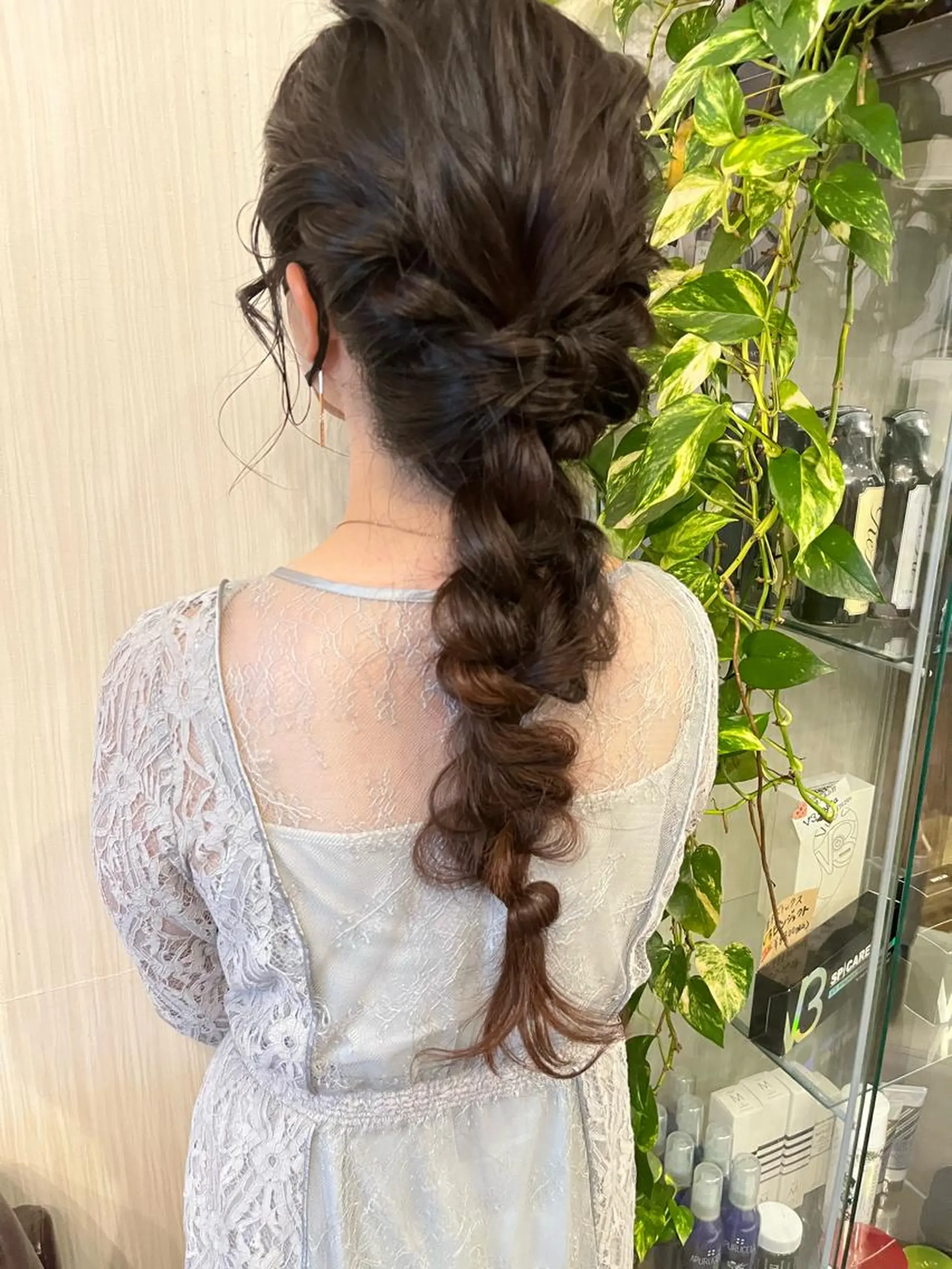 ロング カラー ヘアアレンジ 結婚式・ブライダル ヘアセット きむえり/髪質改善 /セット/カラーのヘアスタイル