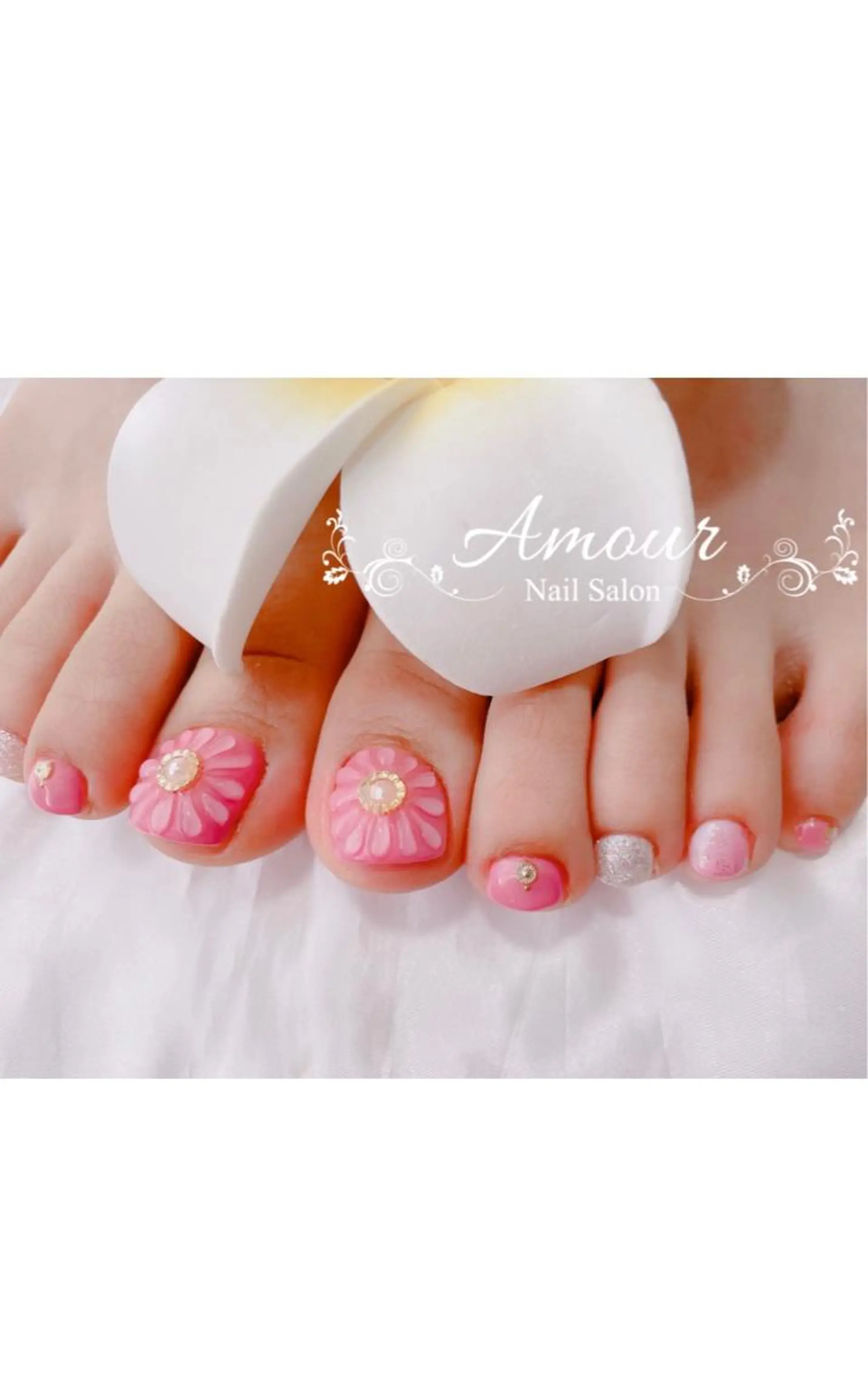 ネイル フラワーネイル ぷっくりネイル nailsalon ♡amour♡のネイルデザイン