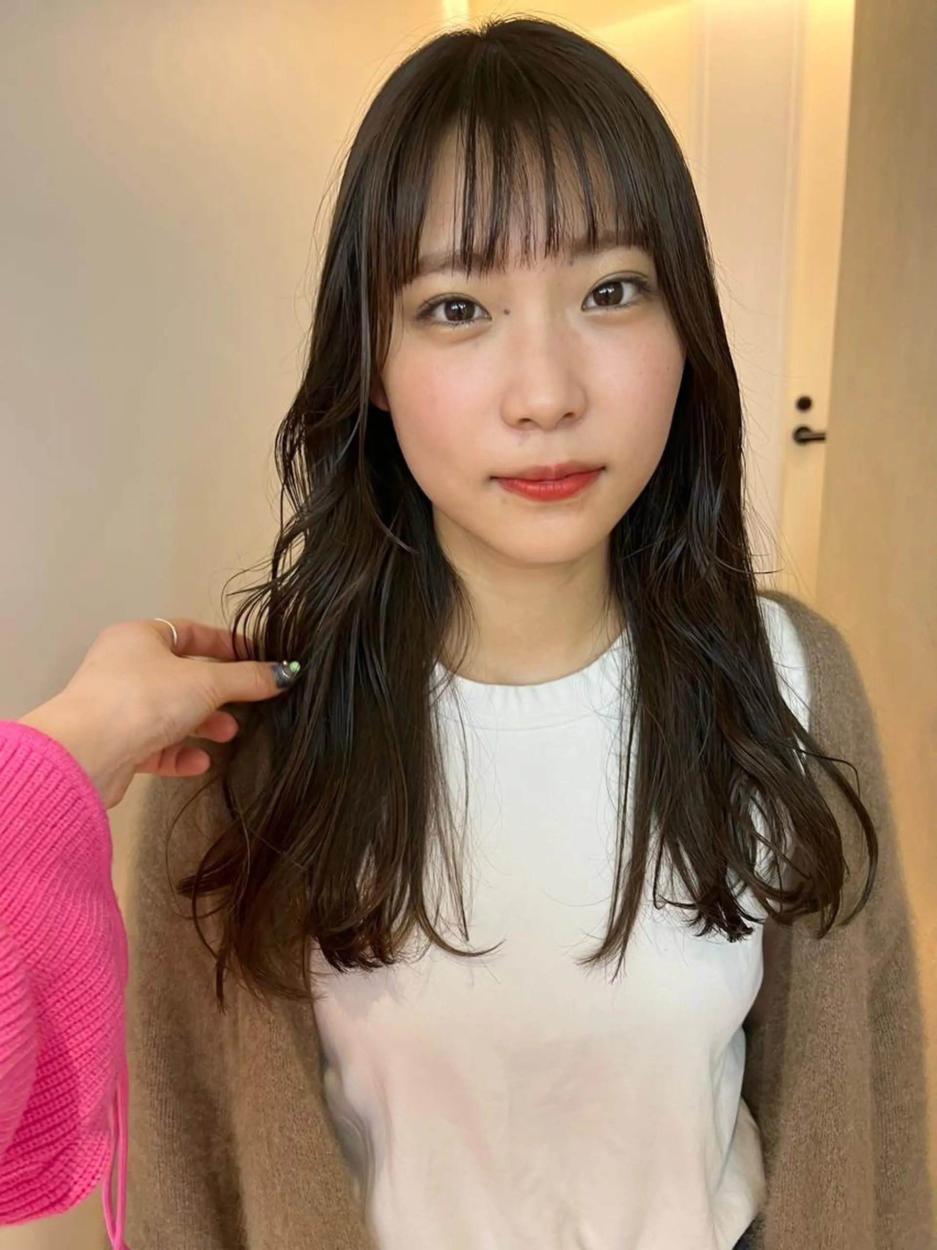 ロング カラー 透明感カラー グレージュ 顔周りカット/透明感 カラー✂️MEIのヘアスタイル