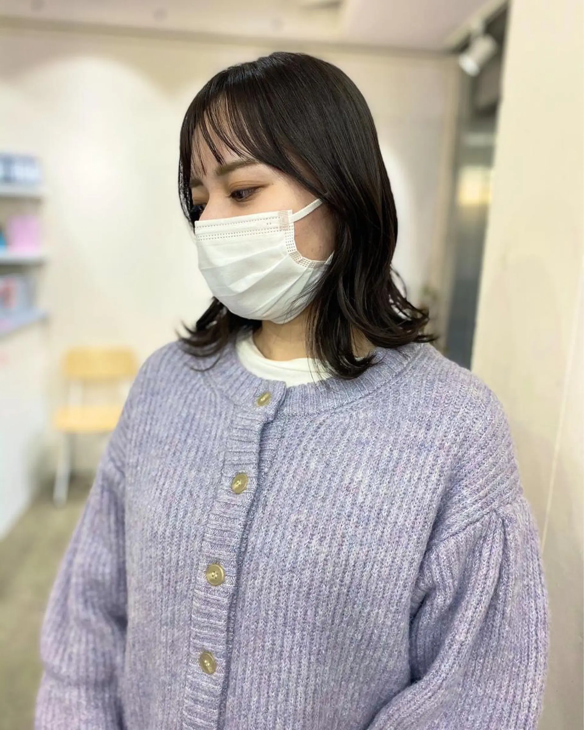 ミディアム カラー オリーブ/アッシュ やわらか透明感カラーのヘアスタイル