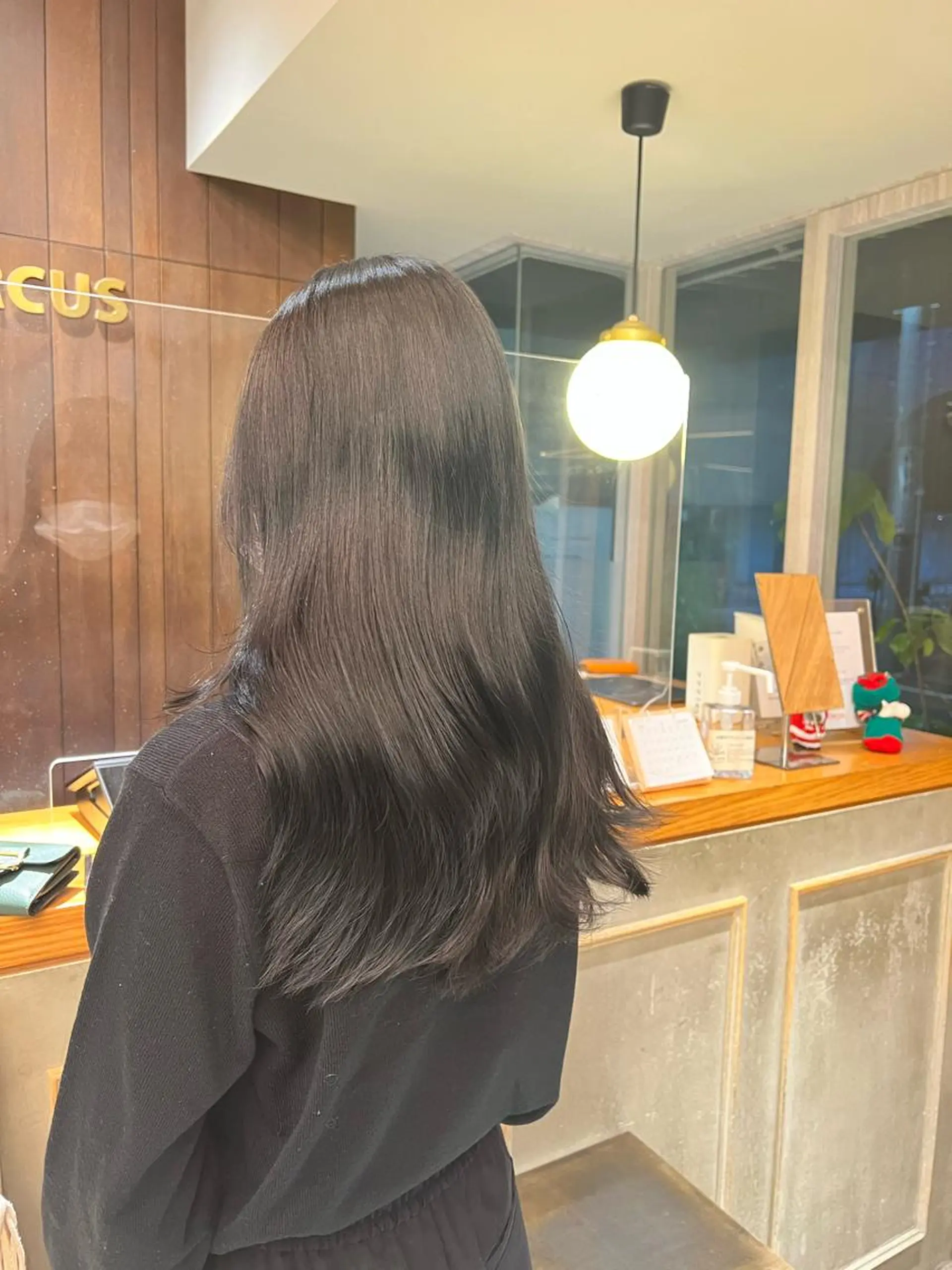 カラー 黒髪 ブリーチ ブルーカラー ブルーブラック 透明感カラー レイヤースタイル /宮本セナのヘアスタイル