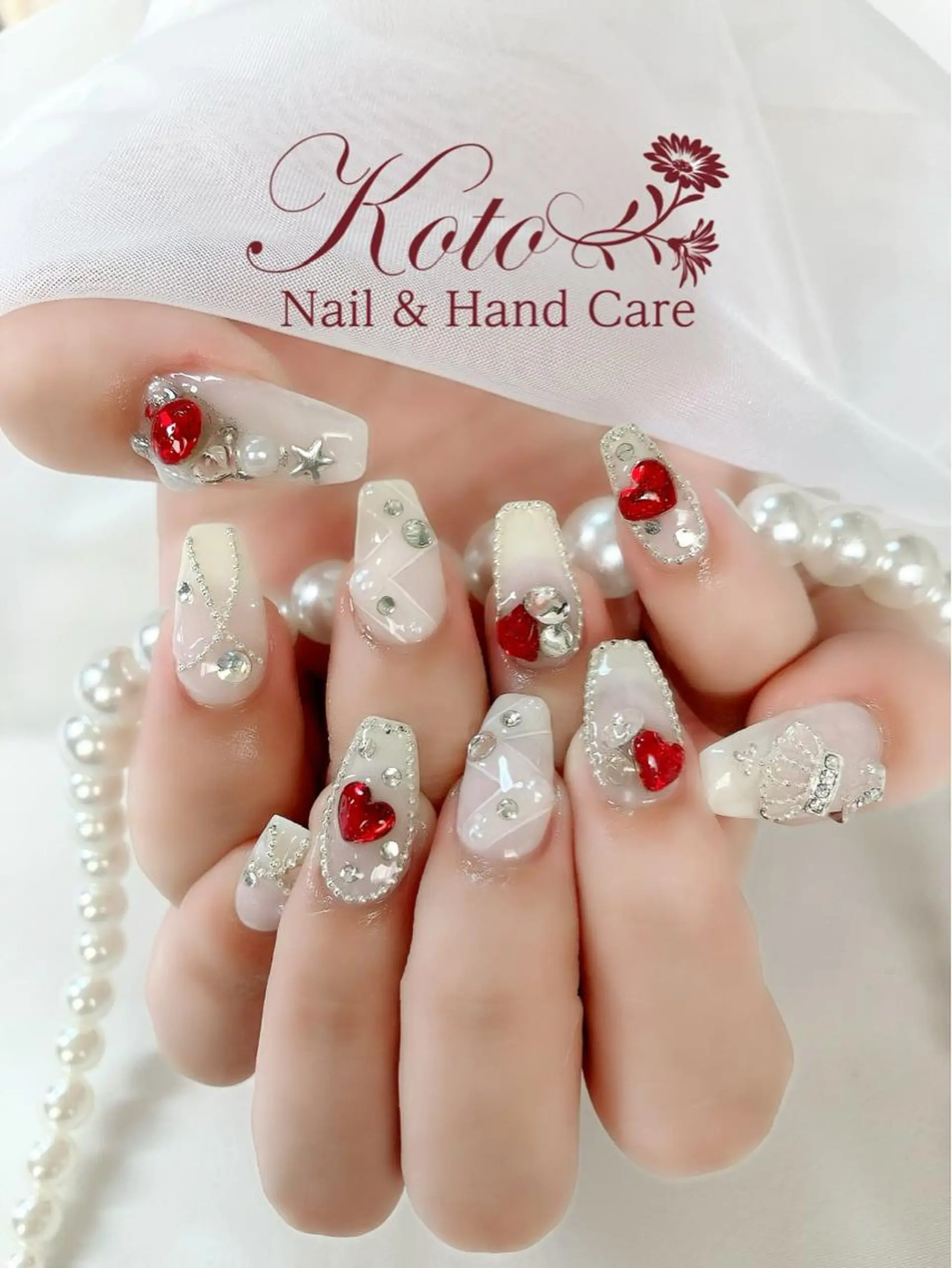 ネイル 長さ出し フットネイル フレンチネイル ジェルネイル ハート Risa ネイルサロンKOTOのネイルデザイン