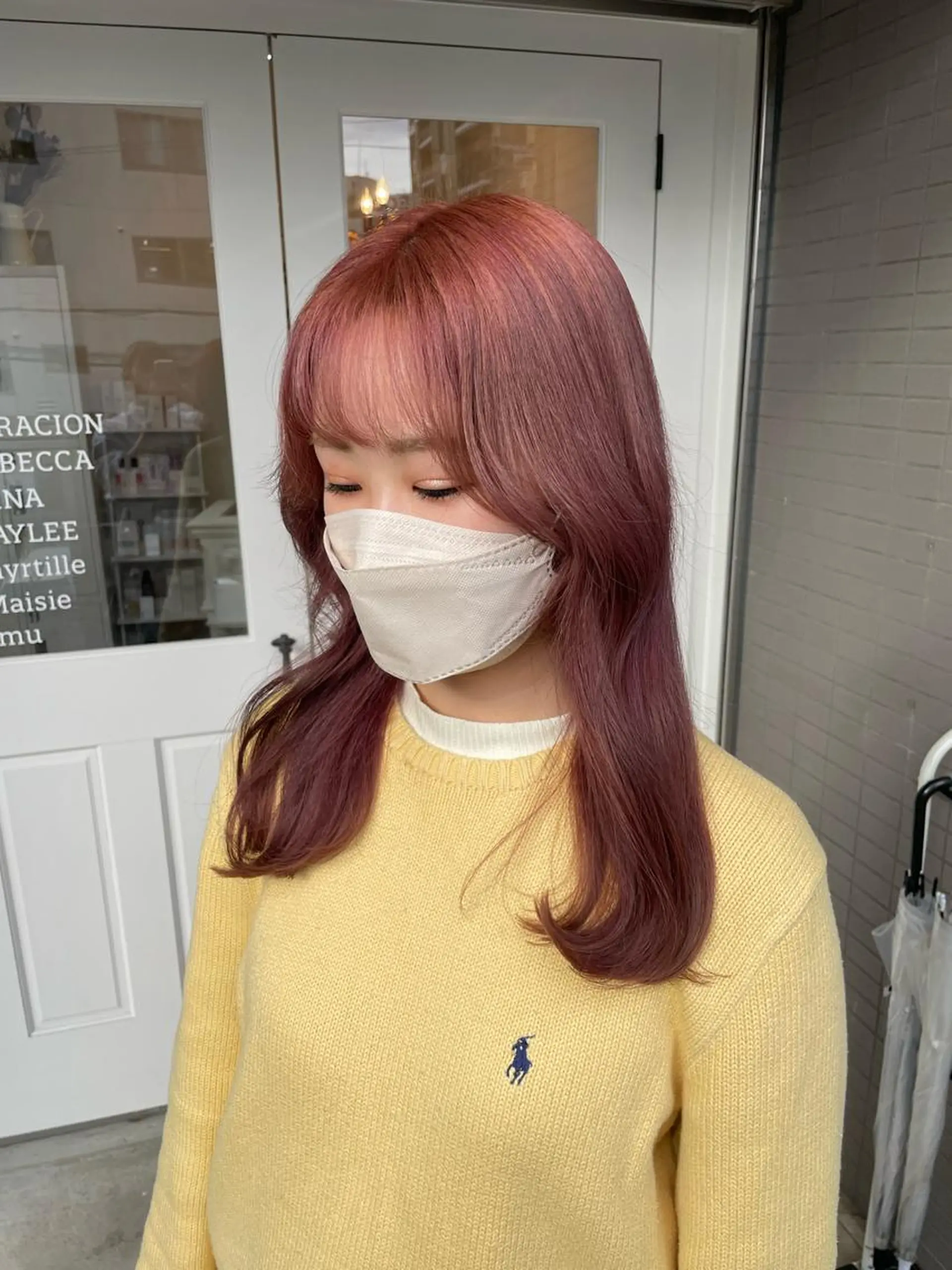 ロング カラー ヘアアレンジ ベージュカラー ブリーチ ピンクカラー ピンクベージュ ヘアカラー トリートメント 酸性縮毛矯正 梅田茶屋町 Juriのヘアスタイル