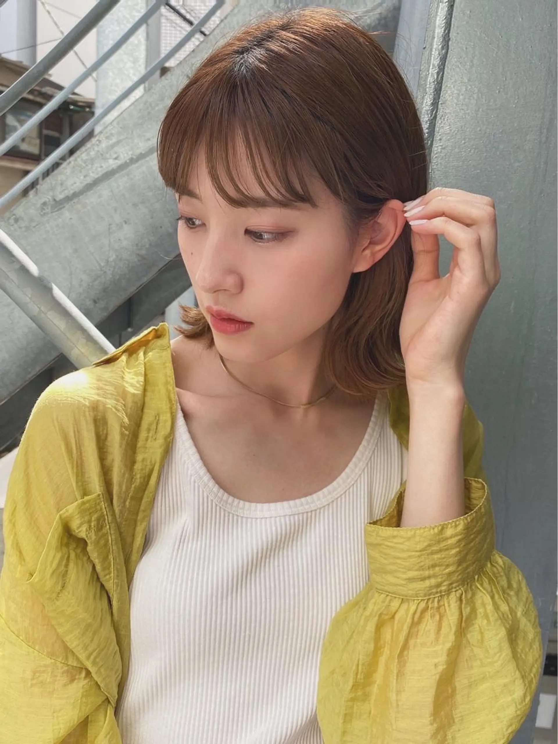 ミディアム カット ヘアカラー トリートメント ✨色持ちの良い艶 カラー✨蟹江真世のヘアスタイル