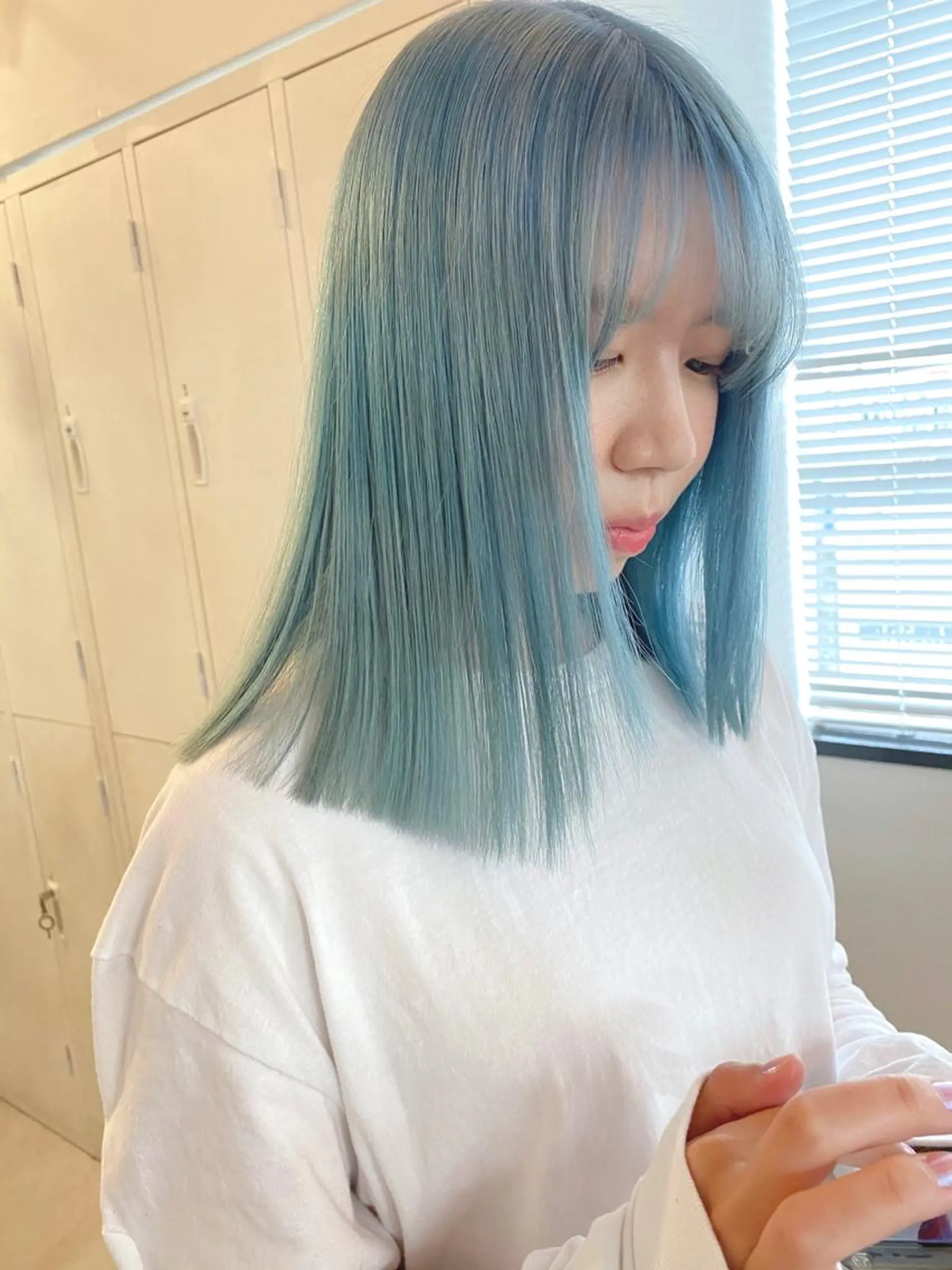 ミディアム カラー ブリーチ ケアブリーチ 難波/心斎橋/ボブ/ 髪質改善/ハイトーンのヘアスタイル