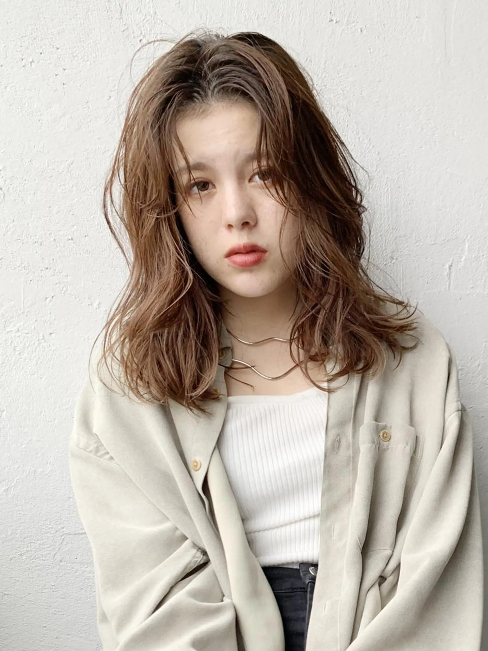 ミディアム カラー パーマ ヘアアレンジ ベージュカラー ITbyALBUM 中野店のヘアスタイル