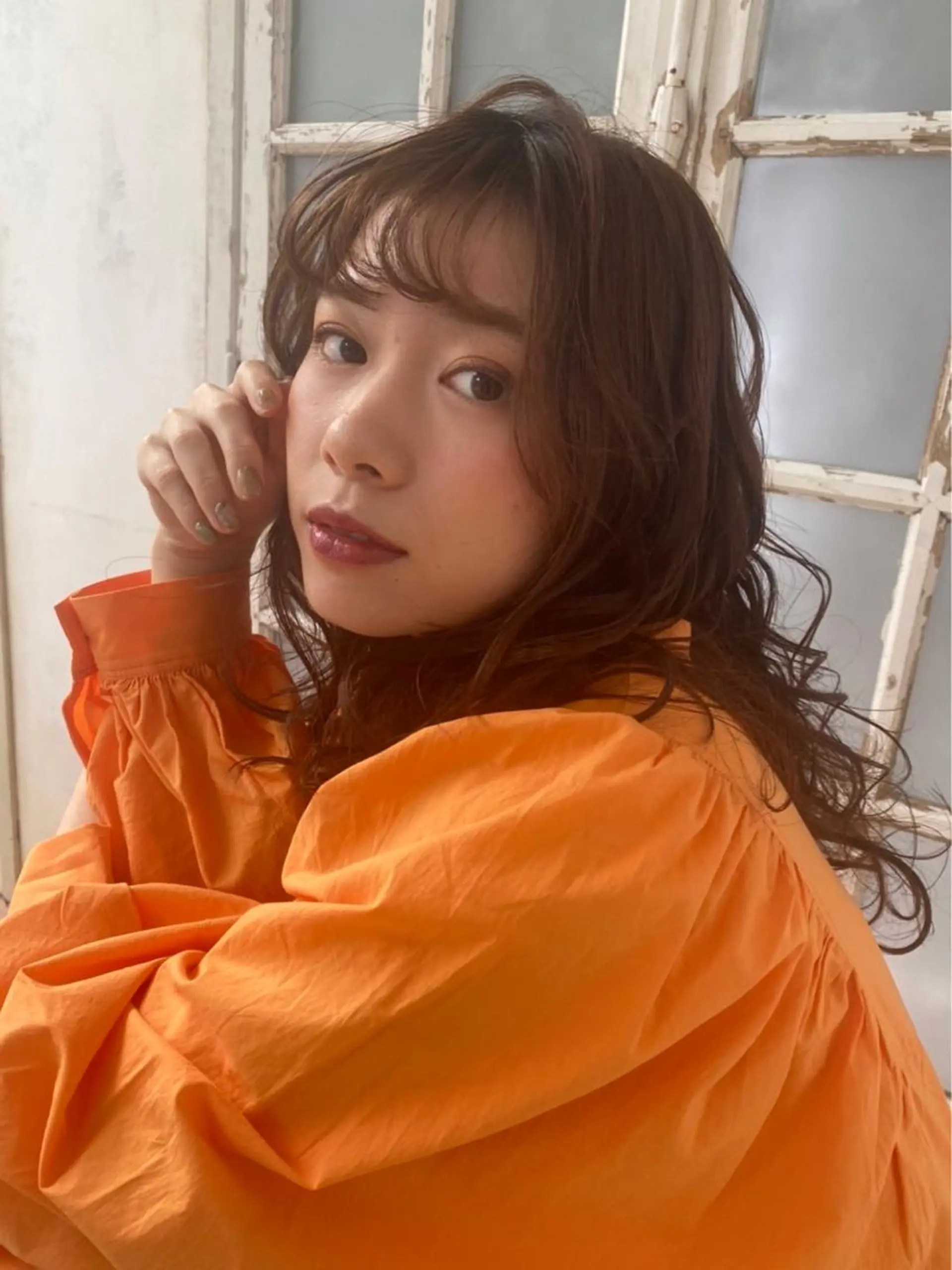 セミロング ヘアカラー 福本 光のヘアスタイル