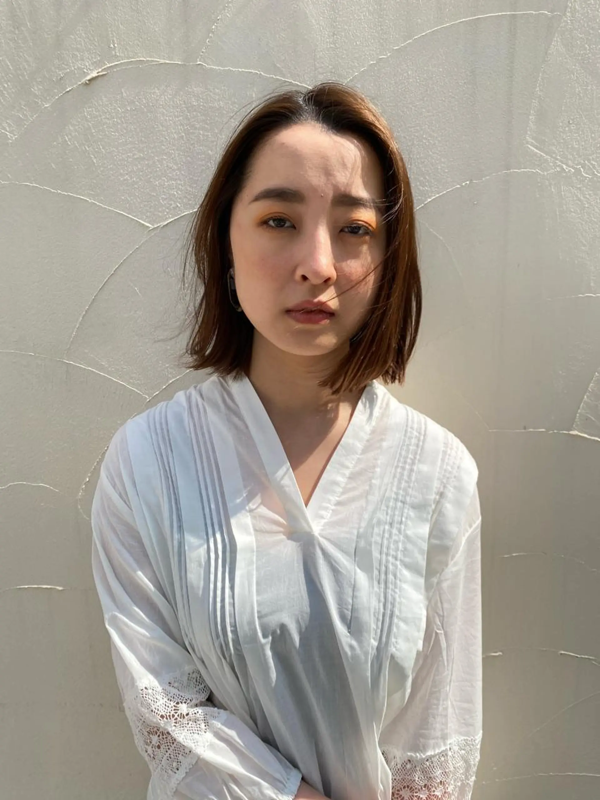 ミディアム カラー ヘアアレンジ オレンジ たなか ちあきのヘアスタイル