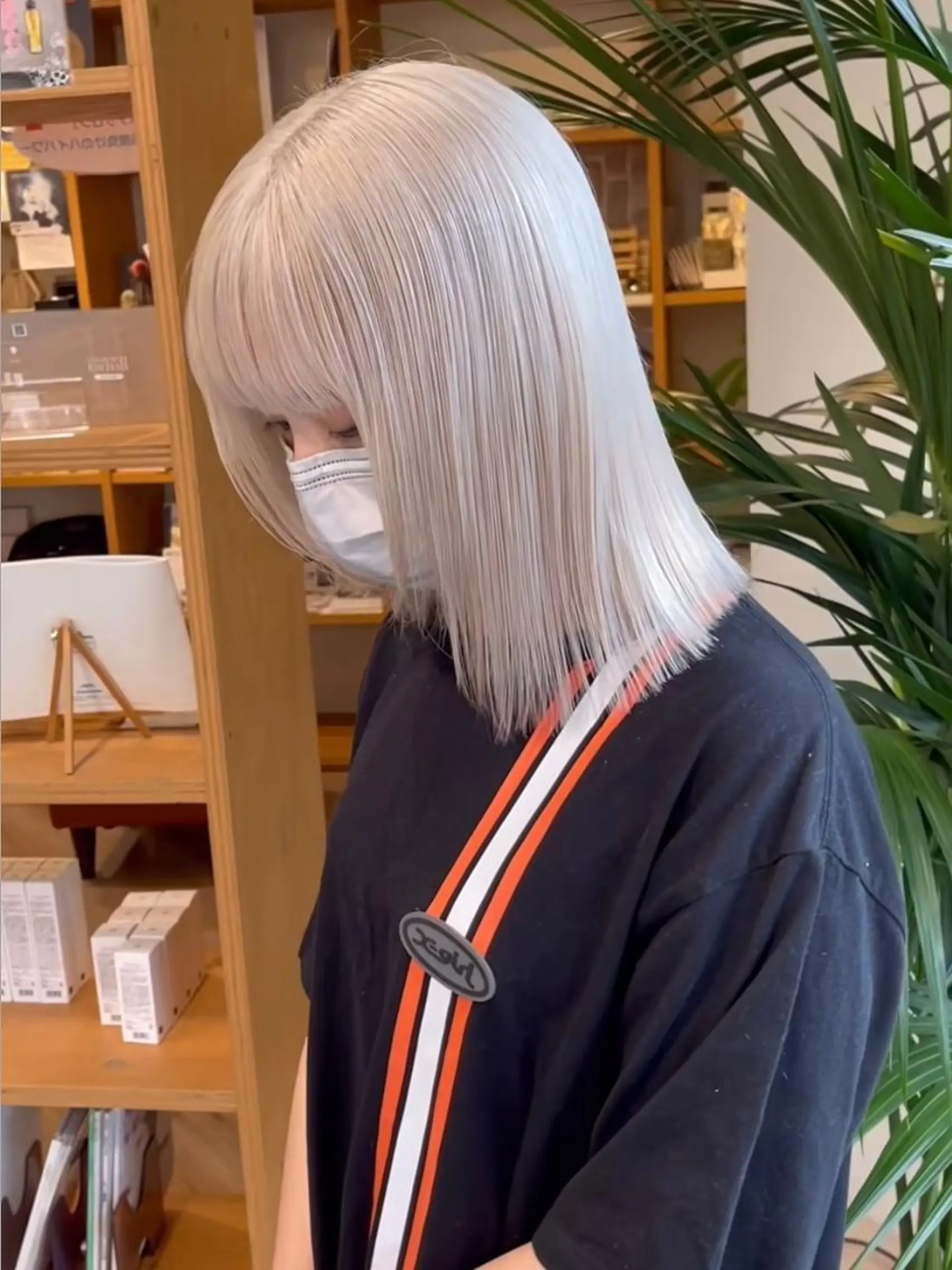 ミディアム カラー ショートボブ ミディアムパーマ バレイヤージュ ブリーチ ケアブリーチ カラー特化サロン茶屋 町Furukuboのヘアスタイル