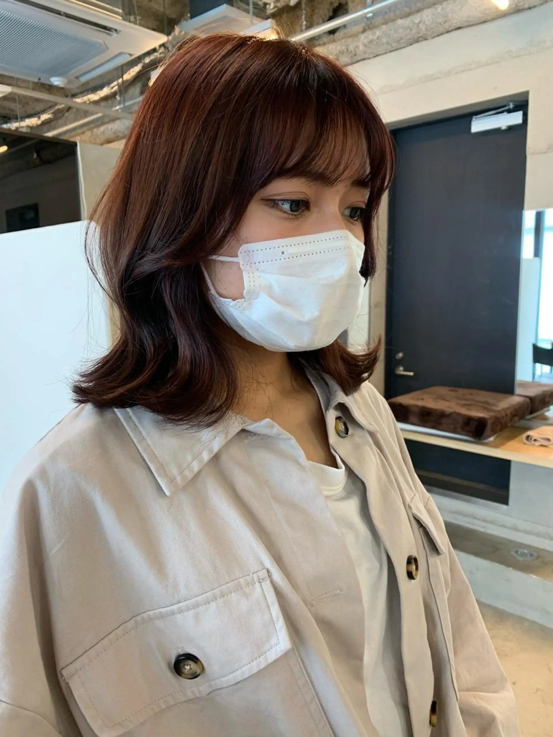 ミディアム カラー カット ヘアカラー トリートメント ヘッドスパ 透明感/オリーブ/ グレージュ/YUKAのヘアスタイル