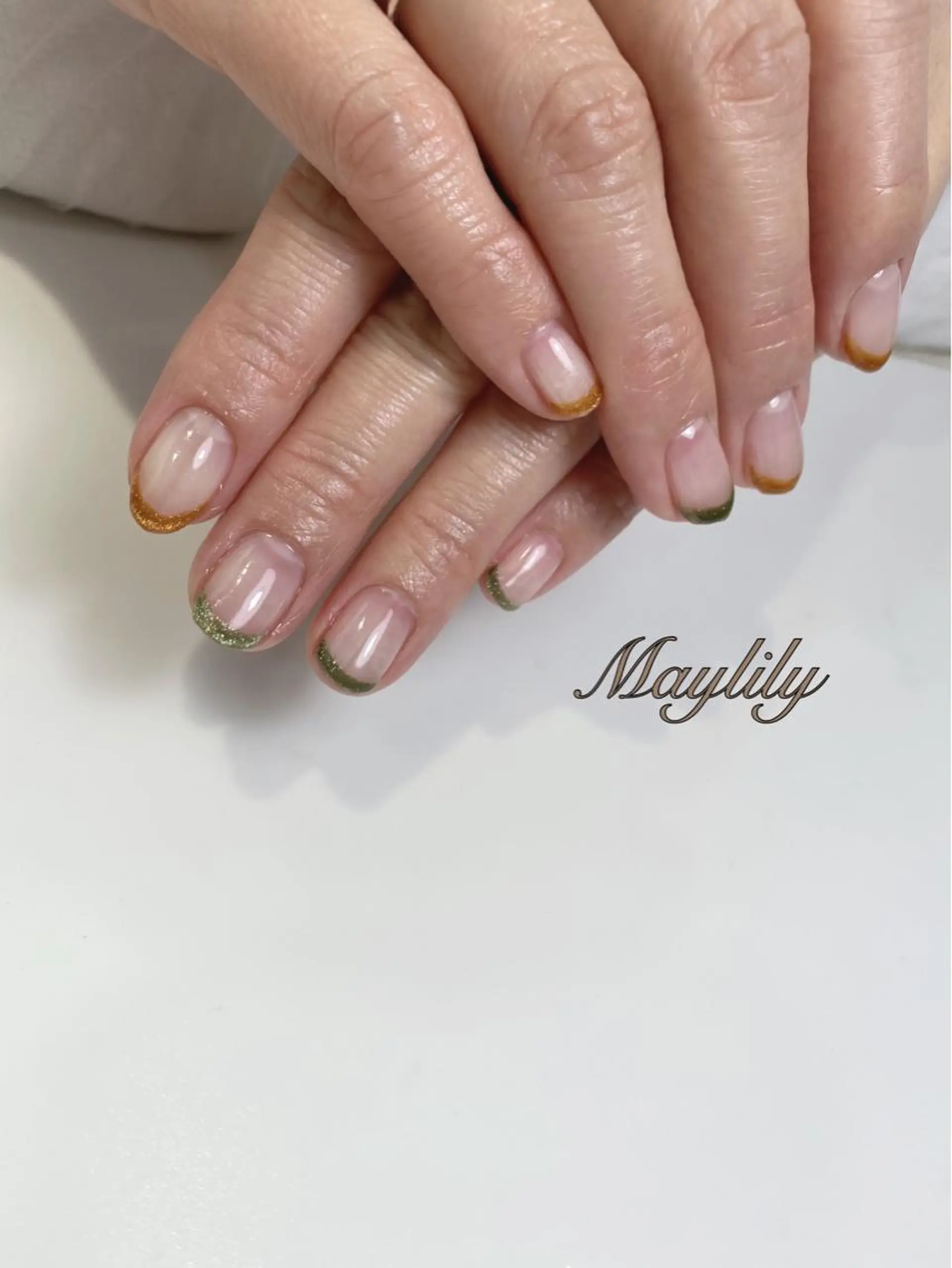 ネイル フレンチネイル マグネットネイル マグネットフレンチ ハンドネイル Nail salon Maylily所属・Nail salon Maylilyのネイルデザイン