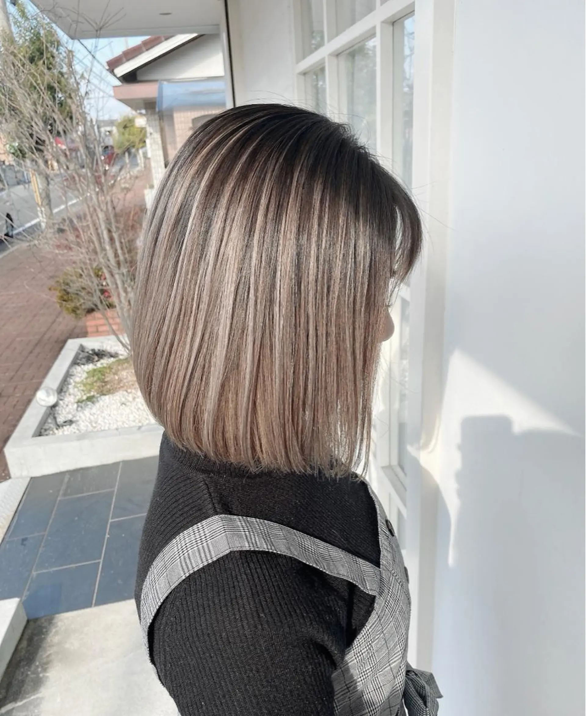 ミディアム カラー バレイヤージュ レイヤーカット 森本 笑のヘアスタイル