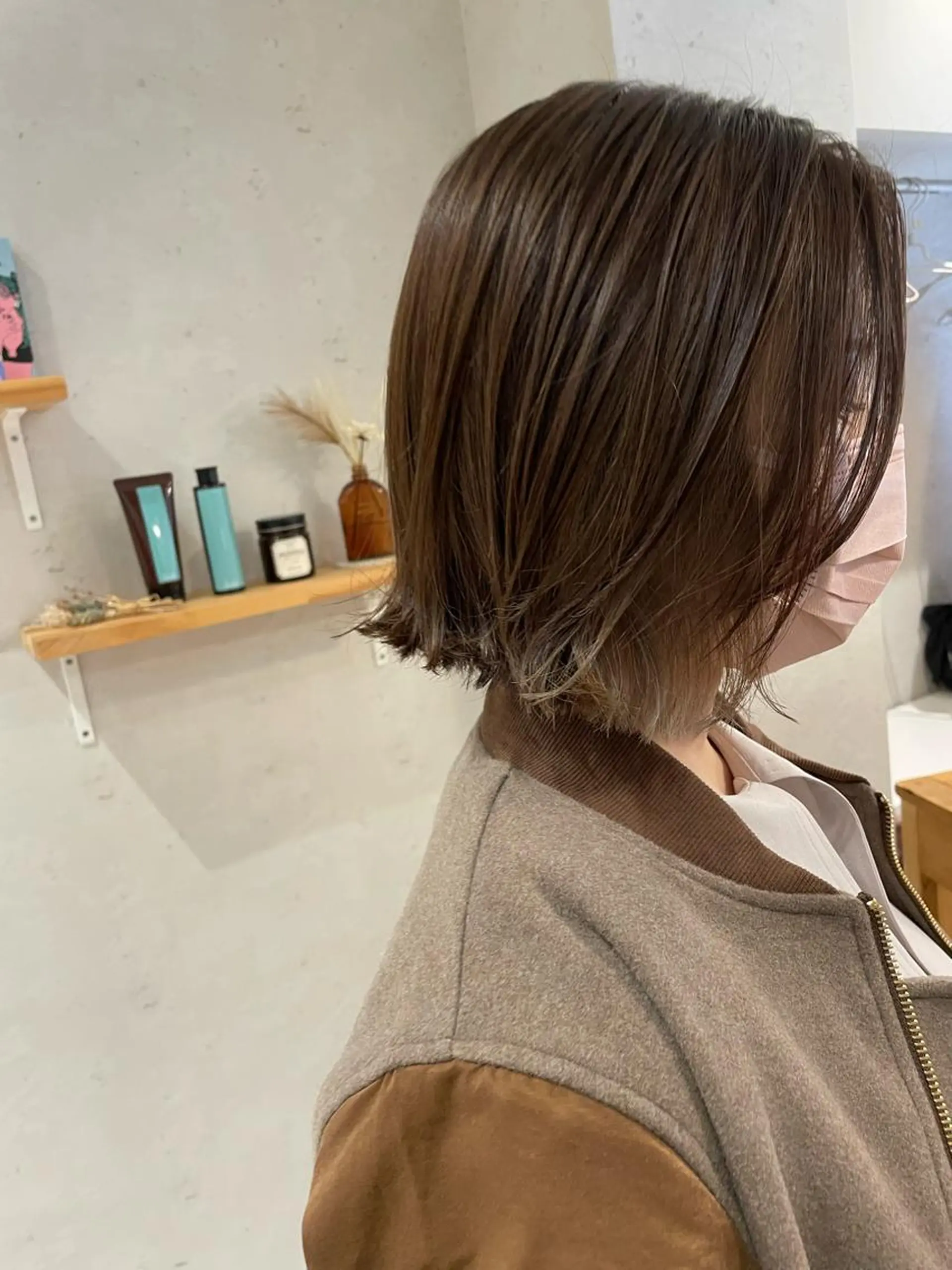 ミディアム ハイライト カット ヘアカラー トリートメント 外山 実咲のヘアスタイル