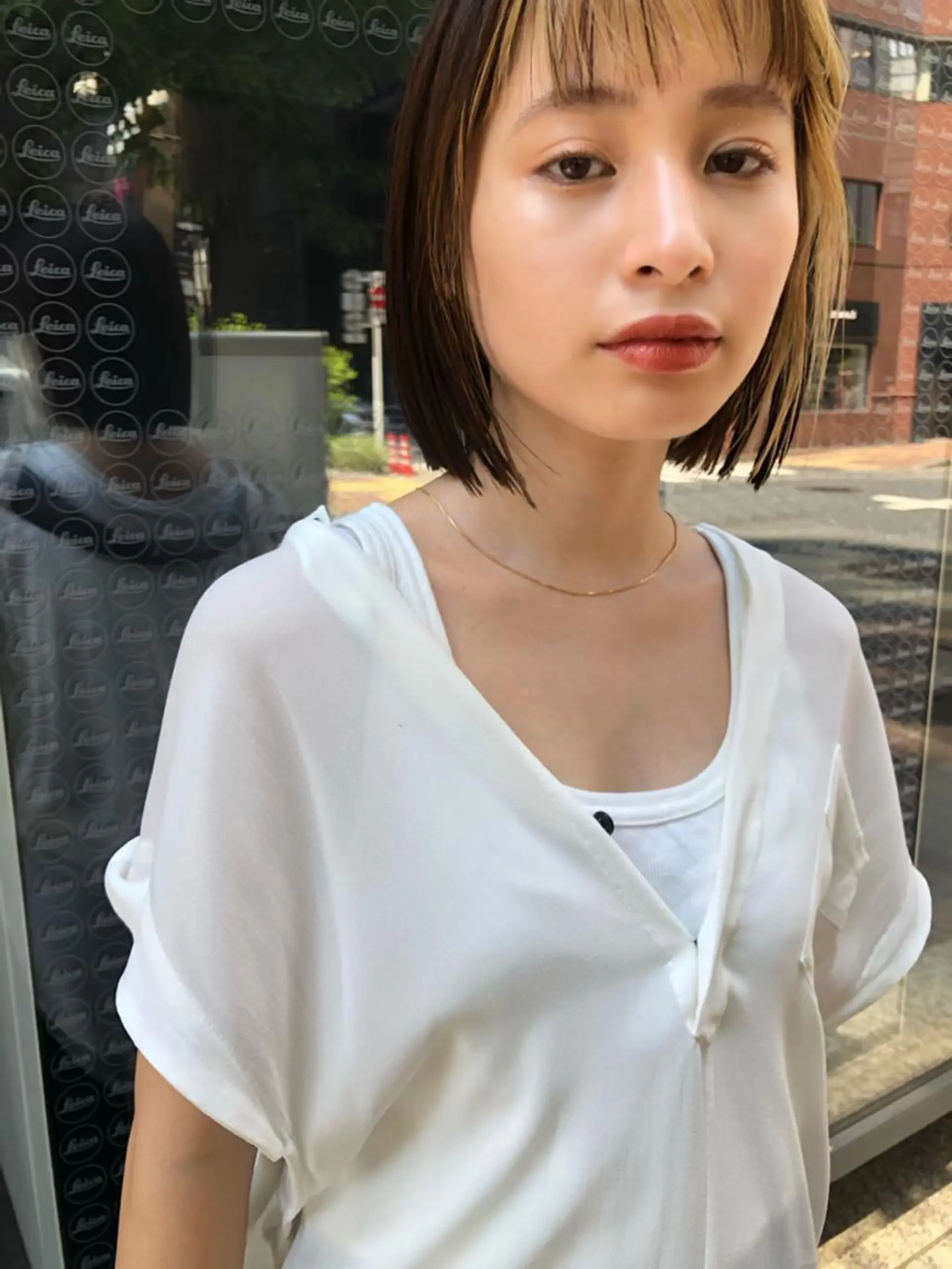 ショート カラー イヤリングカラー 似合わせカット 小顔カット カット ヘアカラー 結べるレイヤーボブ くびれLady表参道のヘアスタイル