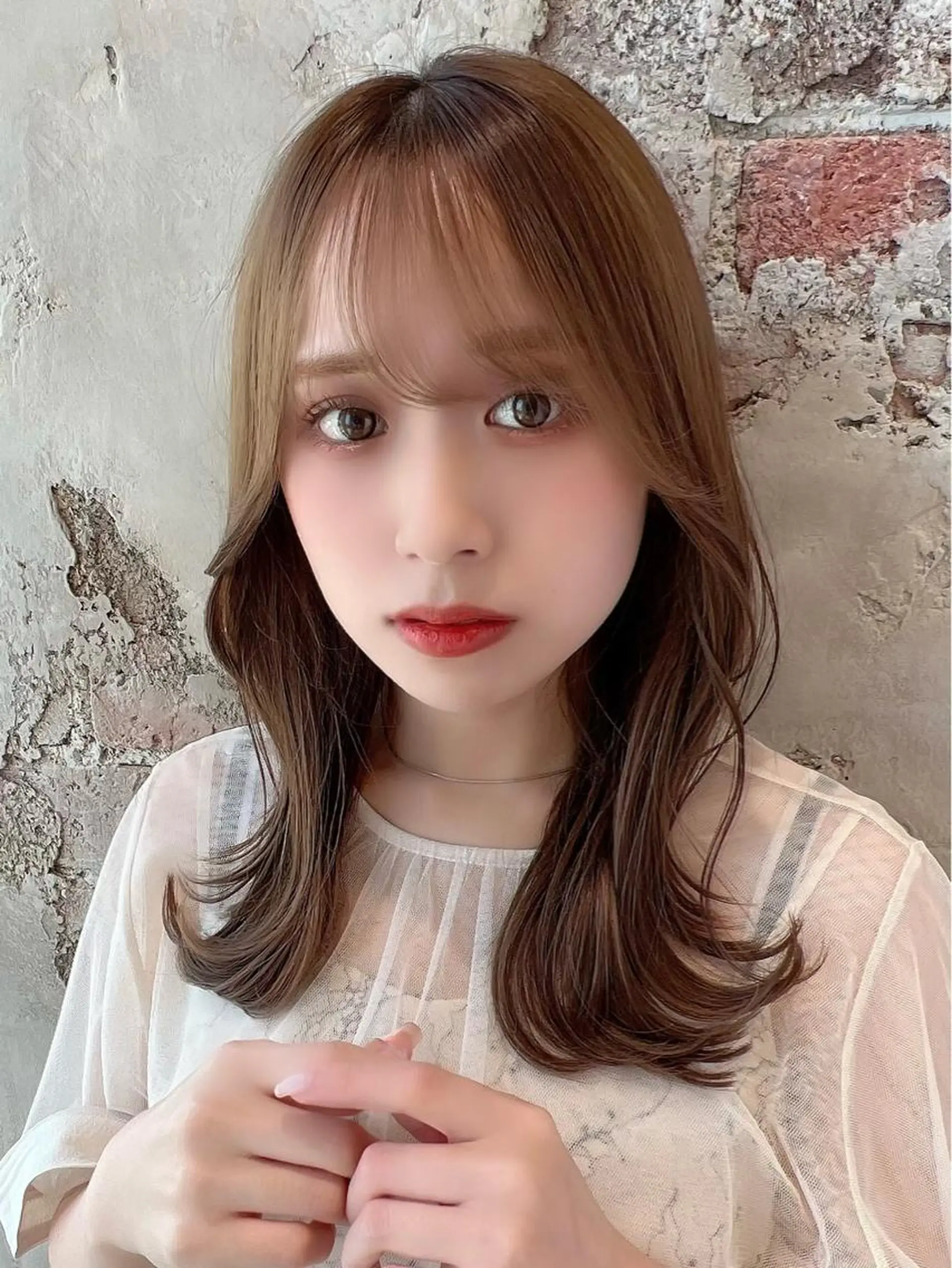 セミロング カラー ベージュカラー ブラウンカラー くびれヘア 髪質改善 縮毛矯正 🧡くびれヘア/前髪 顔周り🧡久原結衣のヘアスタイル