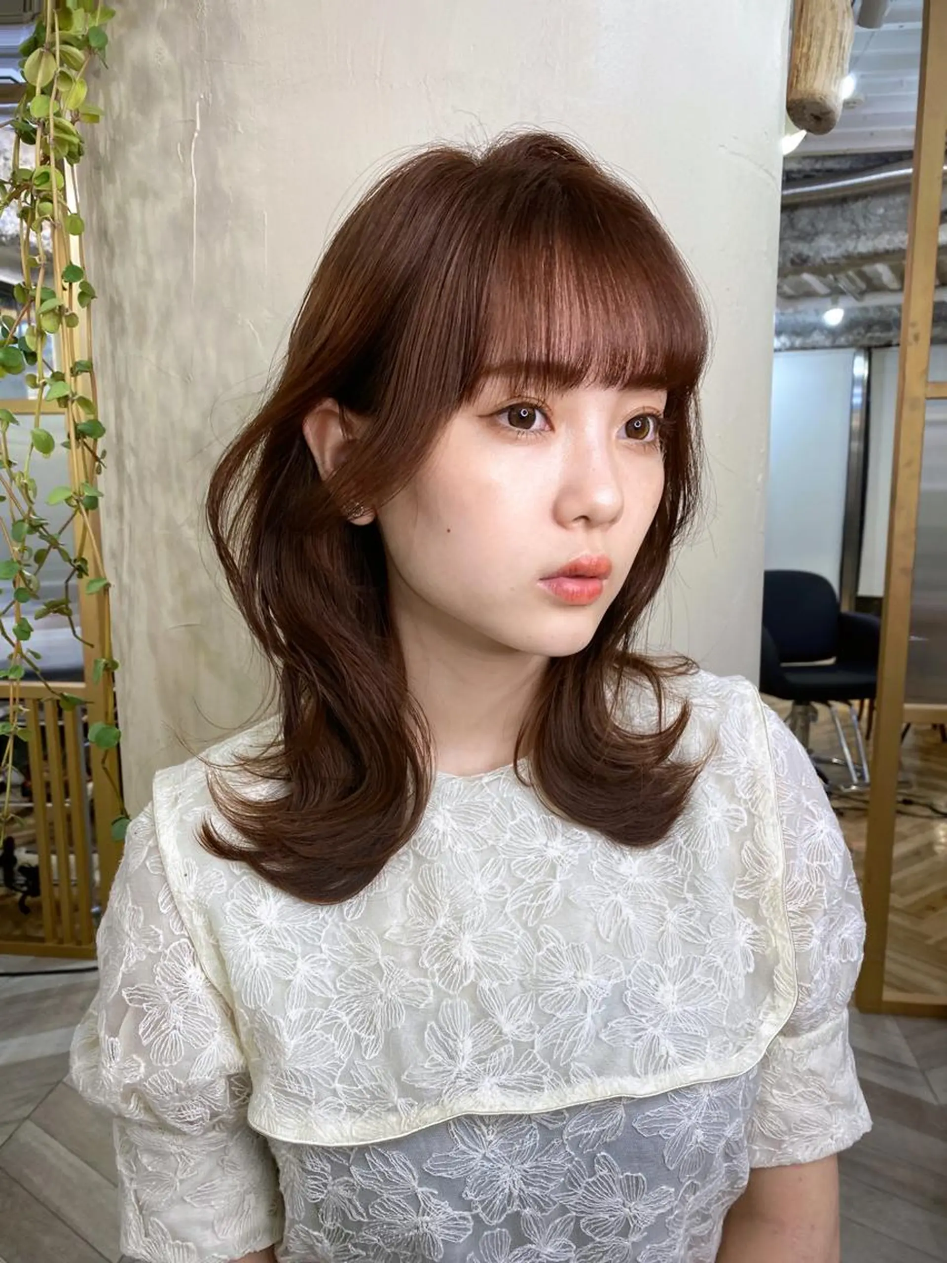 ミディアム くびれヘア 顔周りカット カット トリートメント レイヤー/顔周り 田山　穂波のヘアスタイル