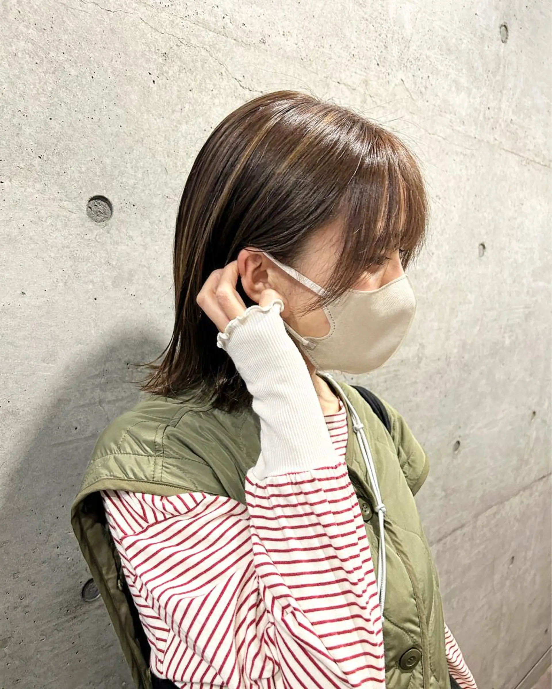 ミディアム カラー ハイライトカラー ハイライト カット ヘアカラー トリートメント 後藤紗英/髪質改善 /オリーブベージュのヘアスタイル