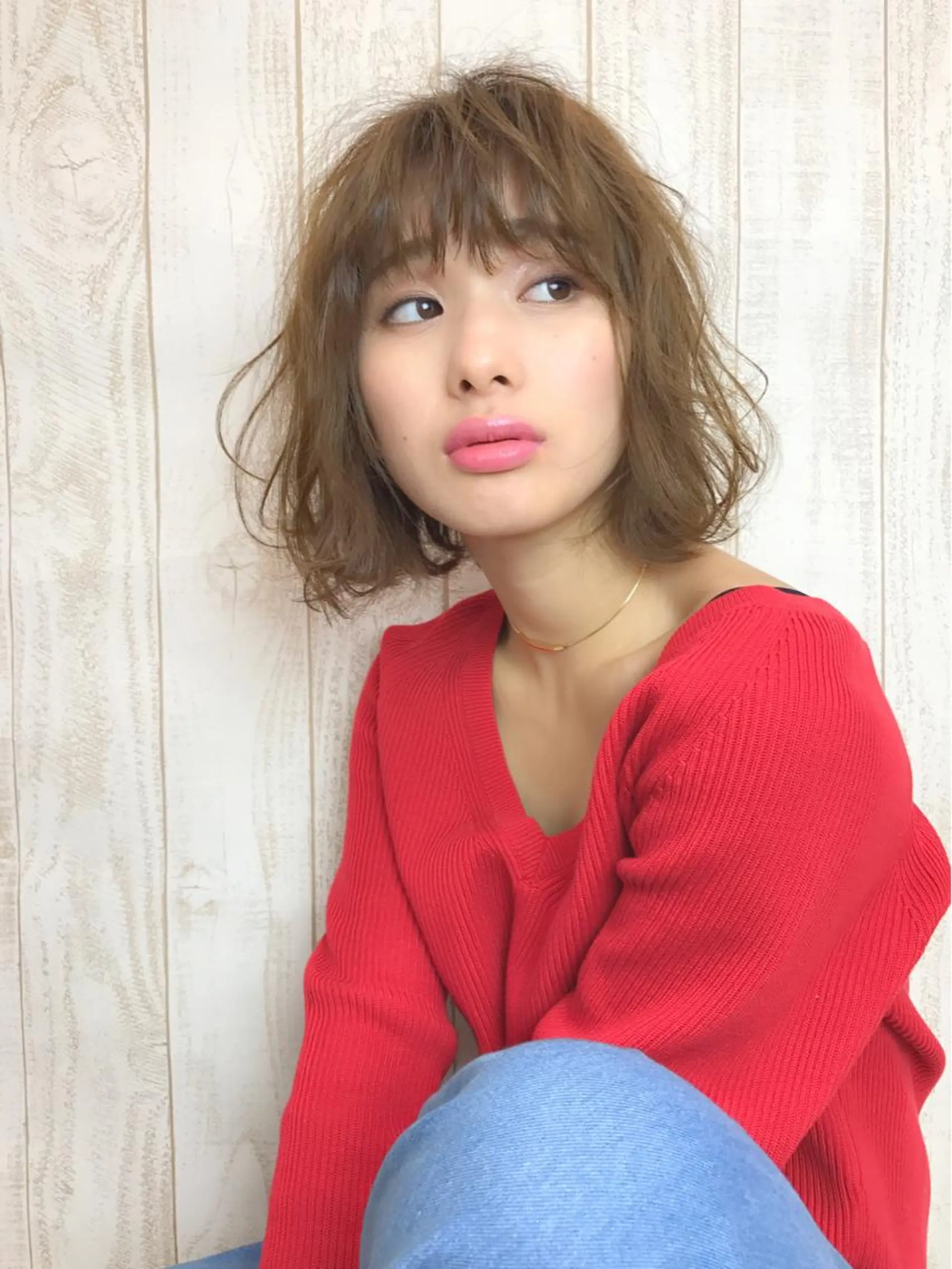 ミディアム カラー パーマ やまだ まいのヘアスタイル
