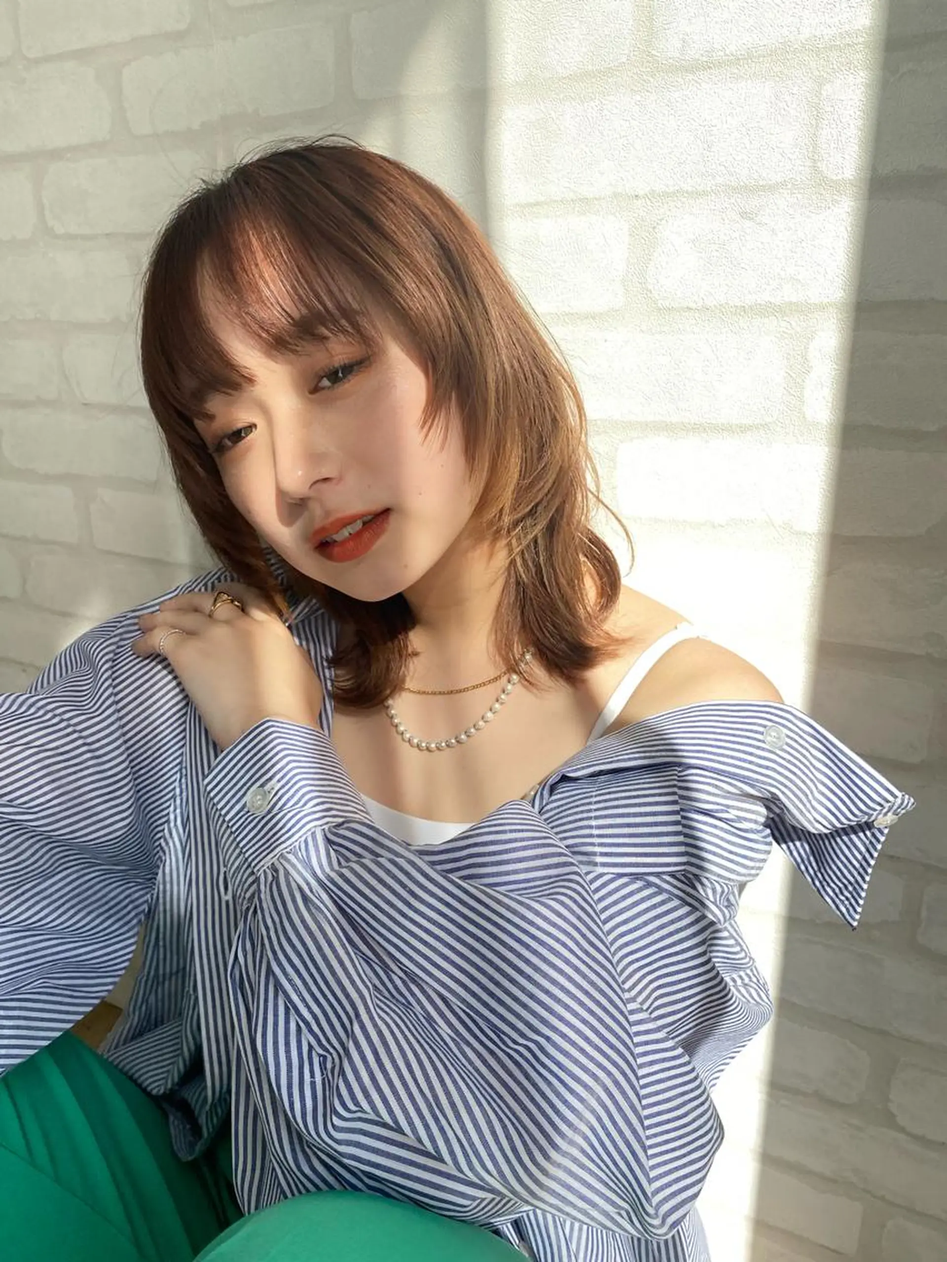 ミディアム カラー ハイトーン/ウルフ /レイヤー/坂野幸伸のヘアスタイル