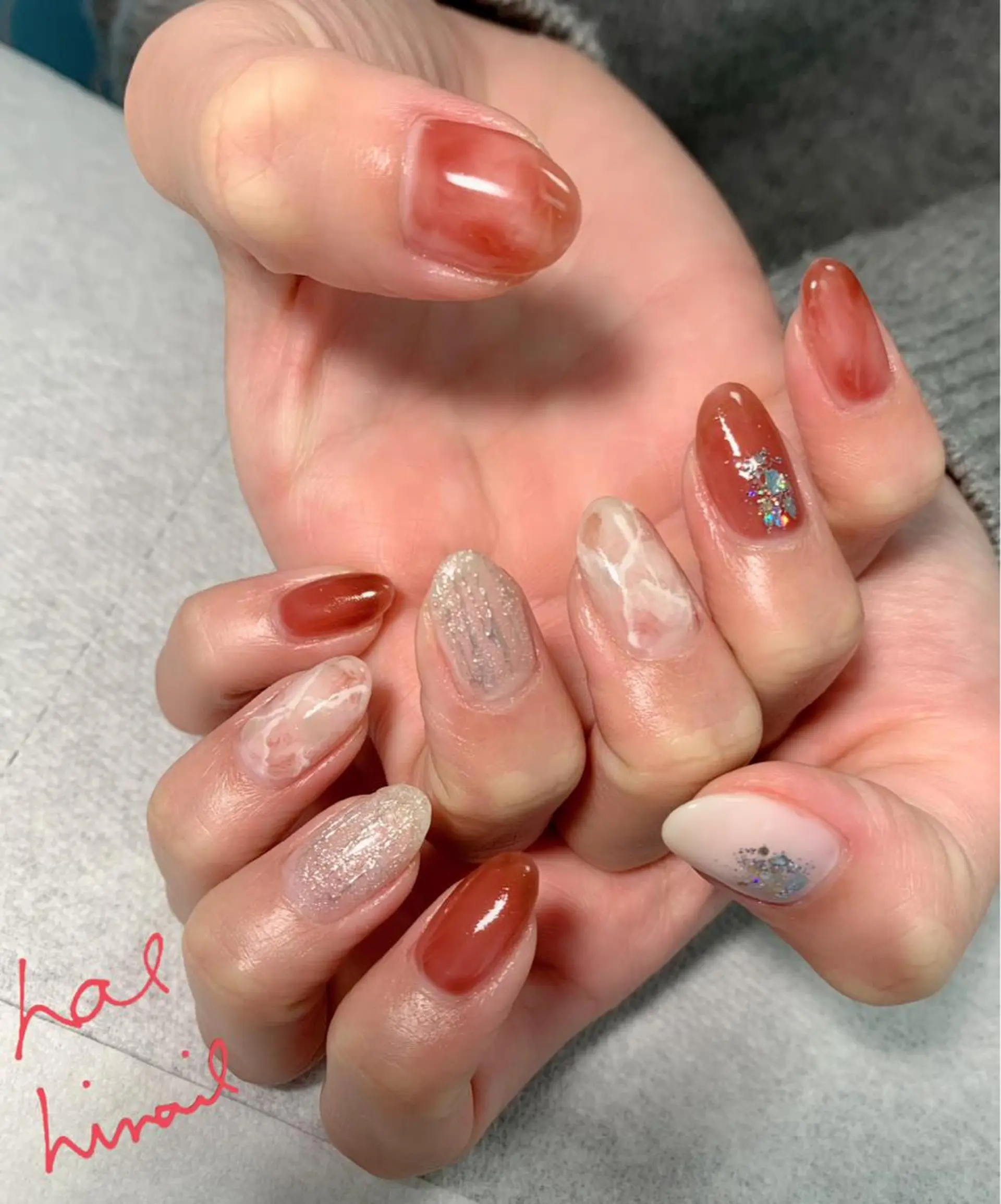 ネイル べっ甲ネイル 大理石ネイル(マーブル) ミラーネイル ニュアンスネイル はるひな ねいるのネイルデザイン