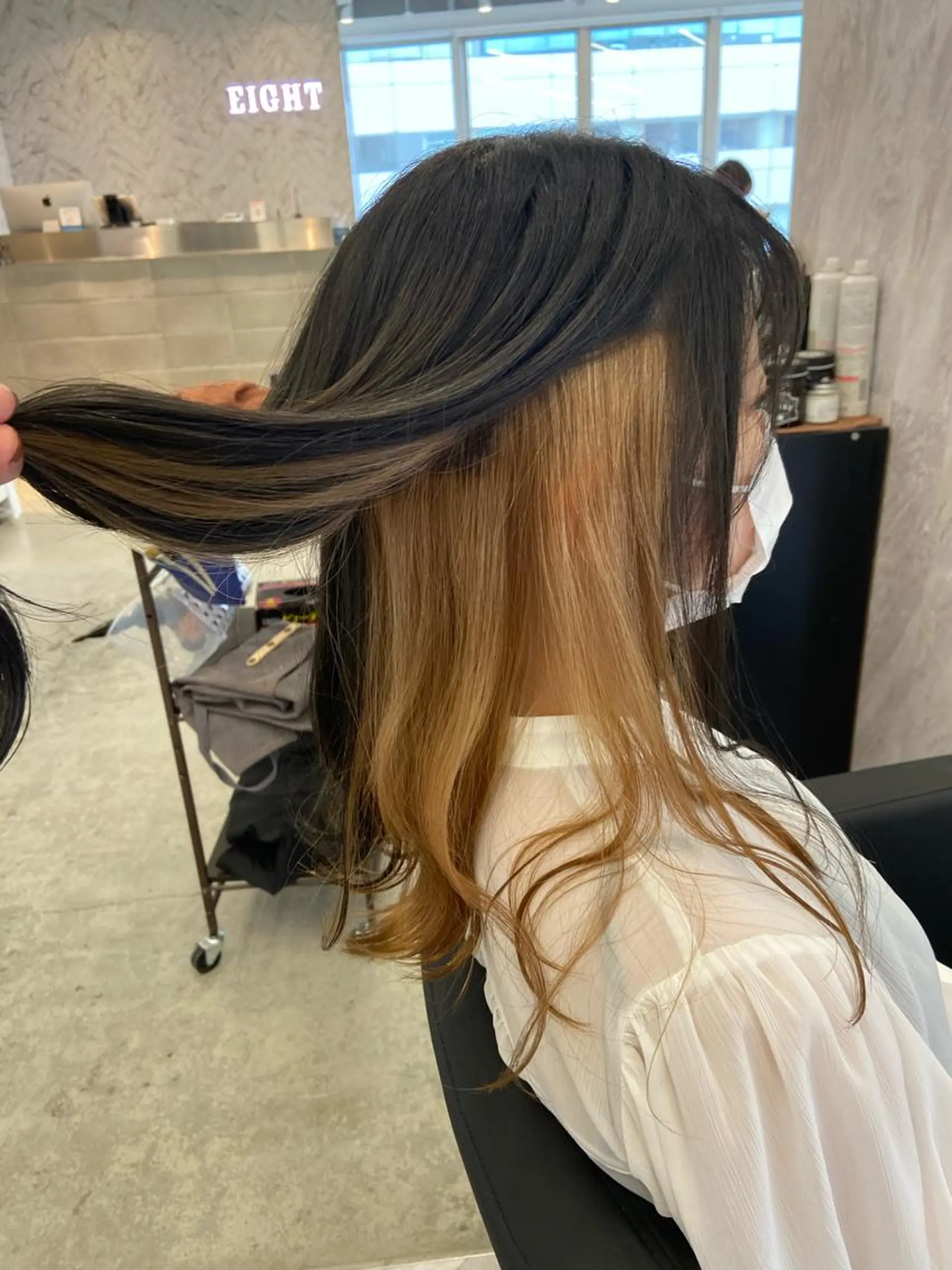 セミロング カット ヘアカラー トリートメント EIGHT奥野 心太のヘアスタイル