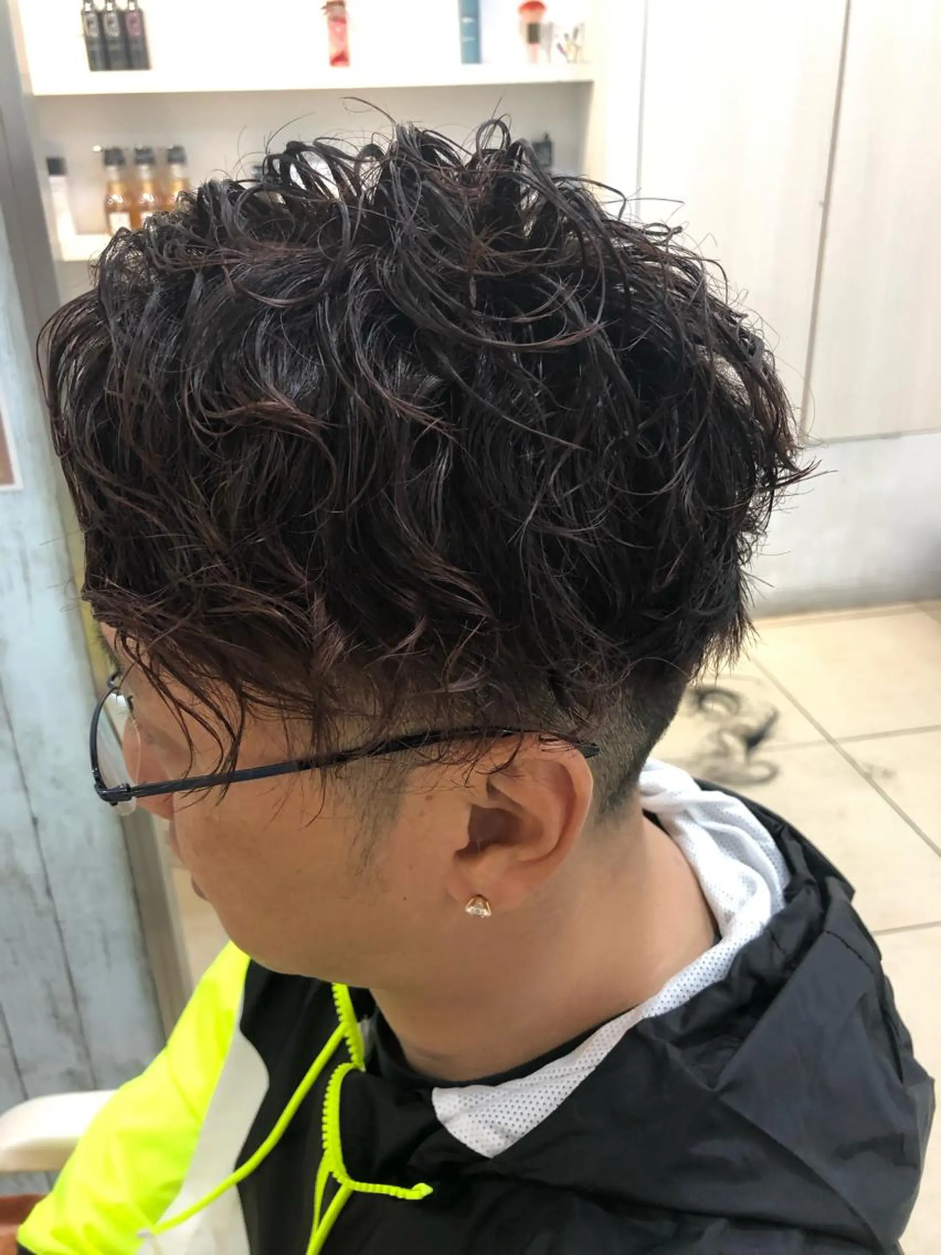 ショート カラー パーマ メンズ 髪質改善× ハイライト溝江のヘアスタイル