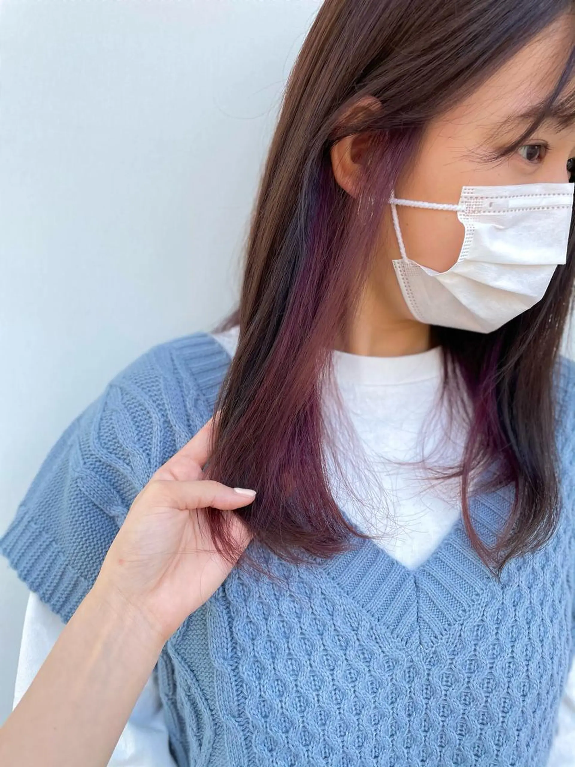 セミロング カラー インナーカラー ラベンダーカラー ラベンダーピンク ピンクカラー カット ヘアカラー トリートメント ナカタケ ユウのヘアスタイル