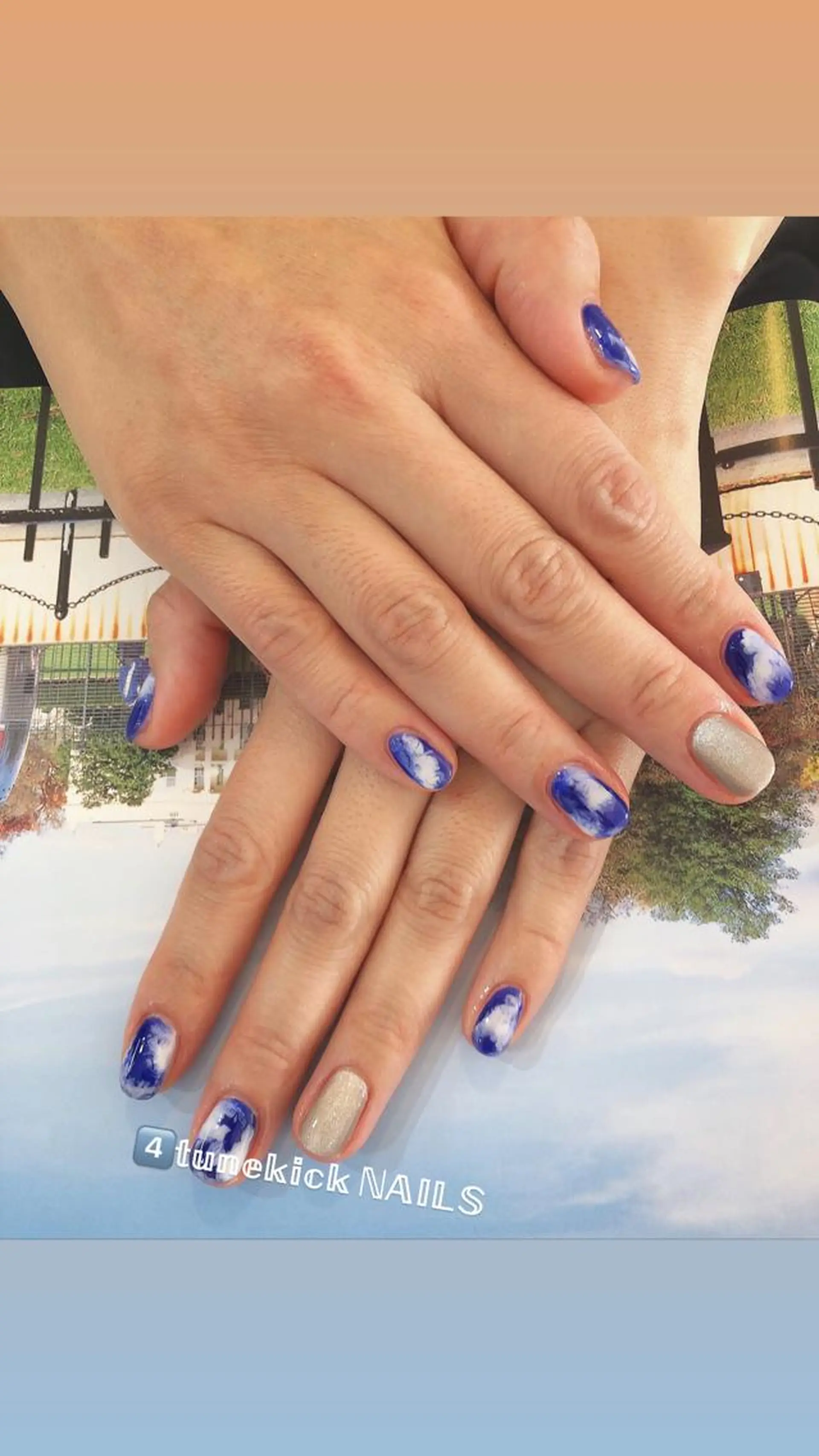 ネイル ブルー 4tunekick NAILS(フォーチュンキックネイルズ)所属・光森 淳子のネイルデザイン