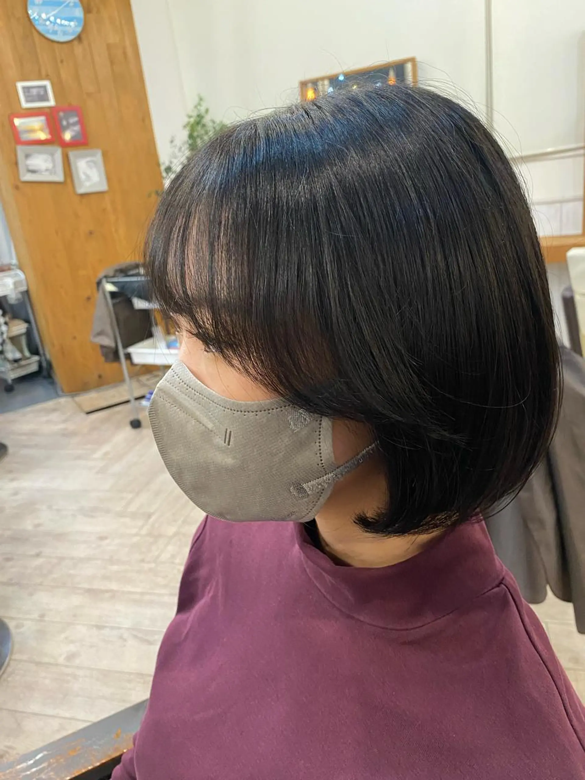 ミディアム カラー アッシュ ボブ 顔周りカット 韓国風ヘア レイヤーカット Ryu✨艶髪 美髪ストレート✨のヘアスタイル