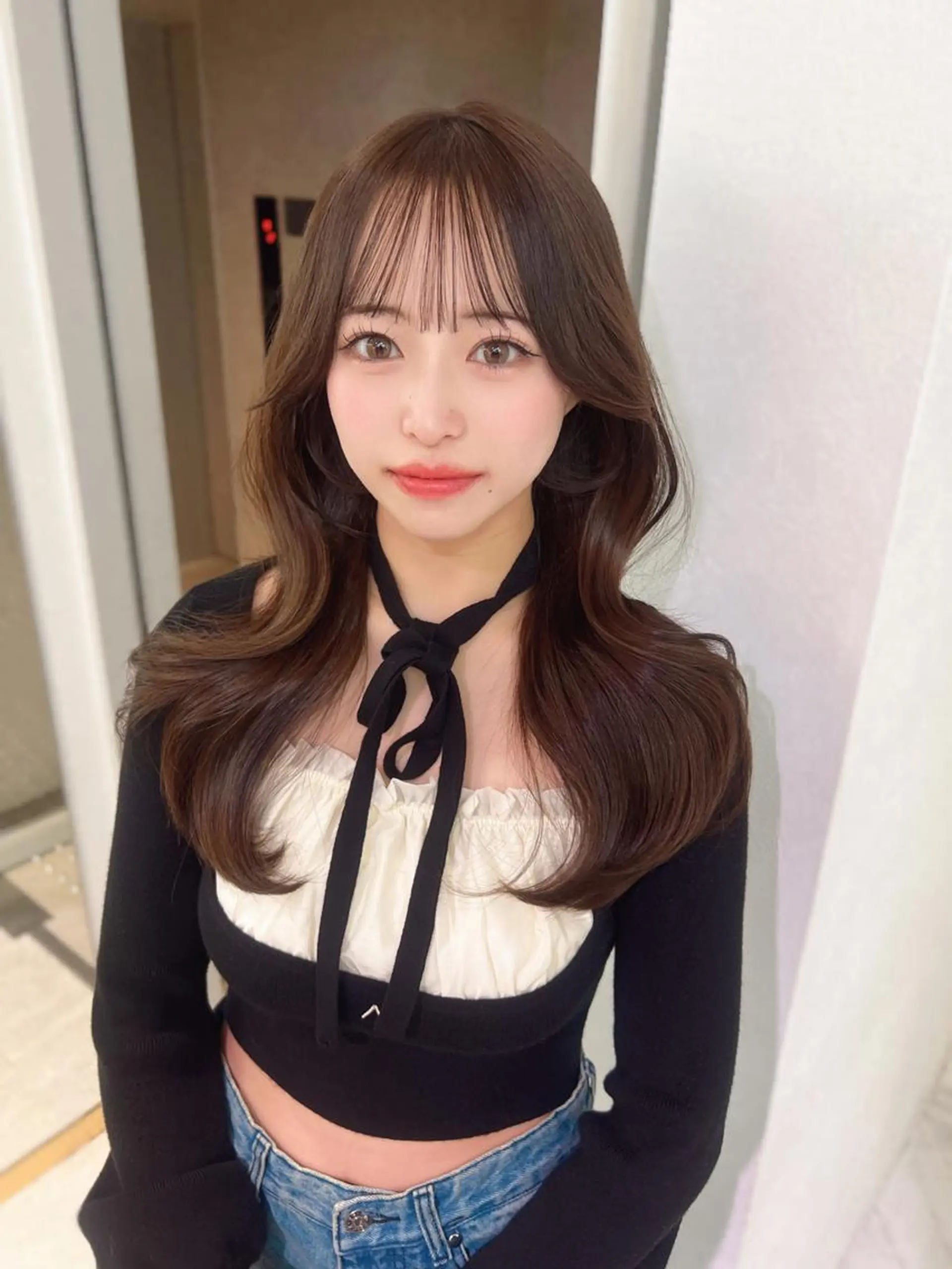 ロング カラー カット ヘアカラー トリートメント 顔周り似合わせ・巻け るレイヤー水谷航大のヘアスタイル