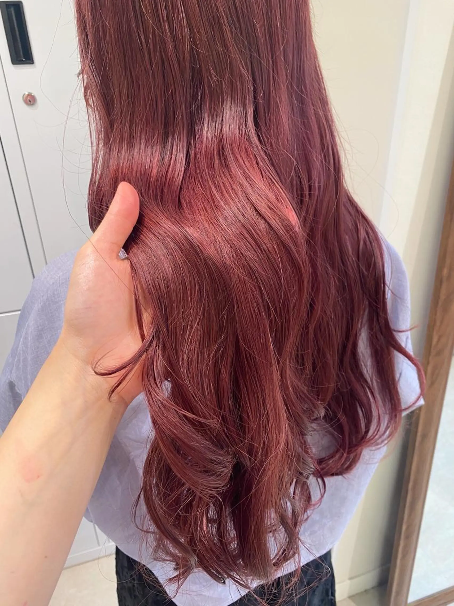 ロング カラー レッドカラー カット ヘアカラー トリートメント 暖色カラー /ヘアアレンジ/花鈴のヘアスタイル