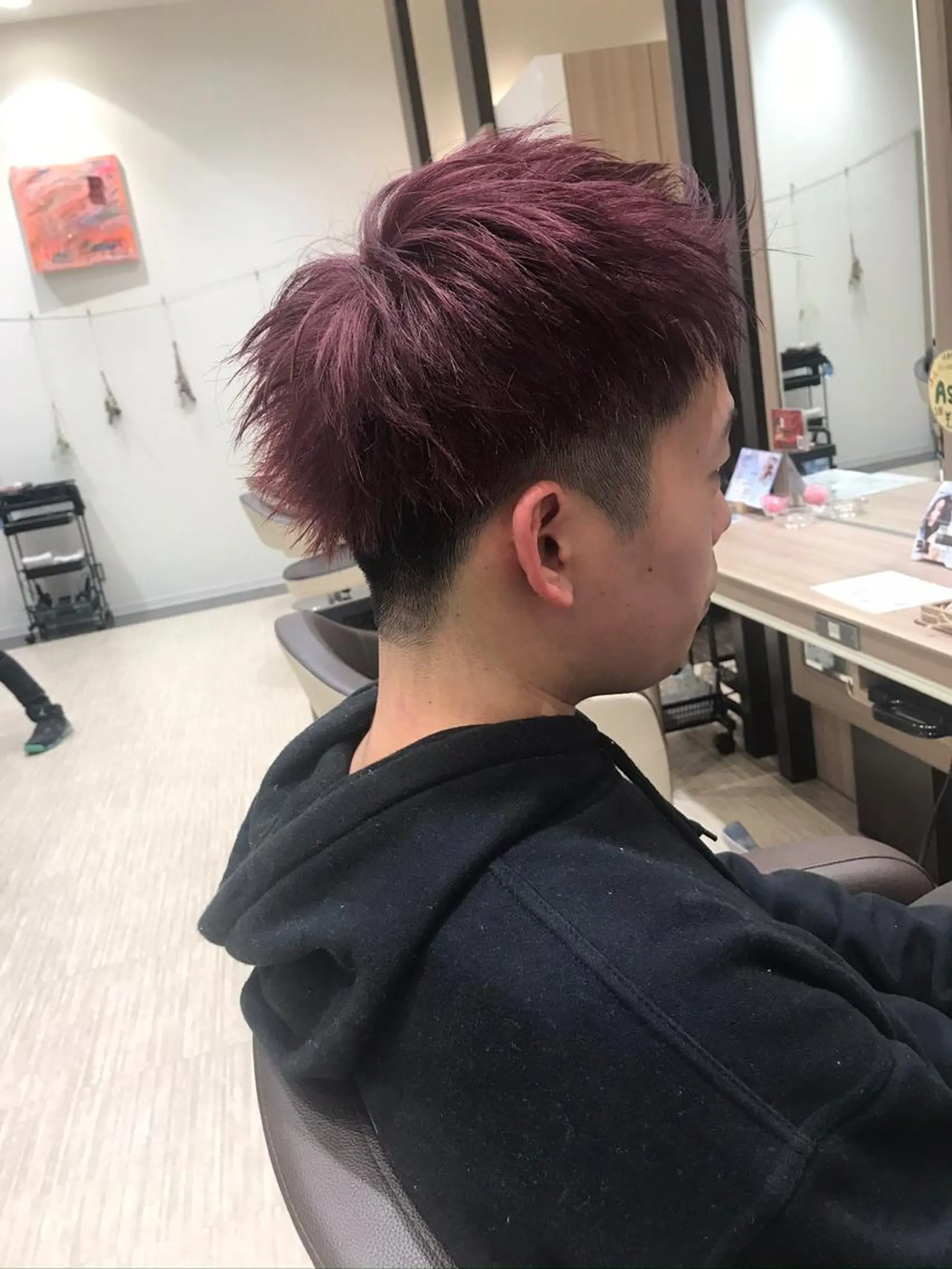 ショート カラー メンズ ピンクカラー Miku❇️ フェイスレイヤーのヘアスタイル