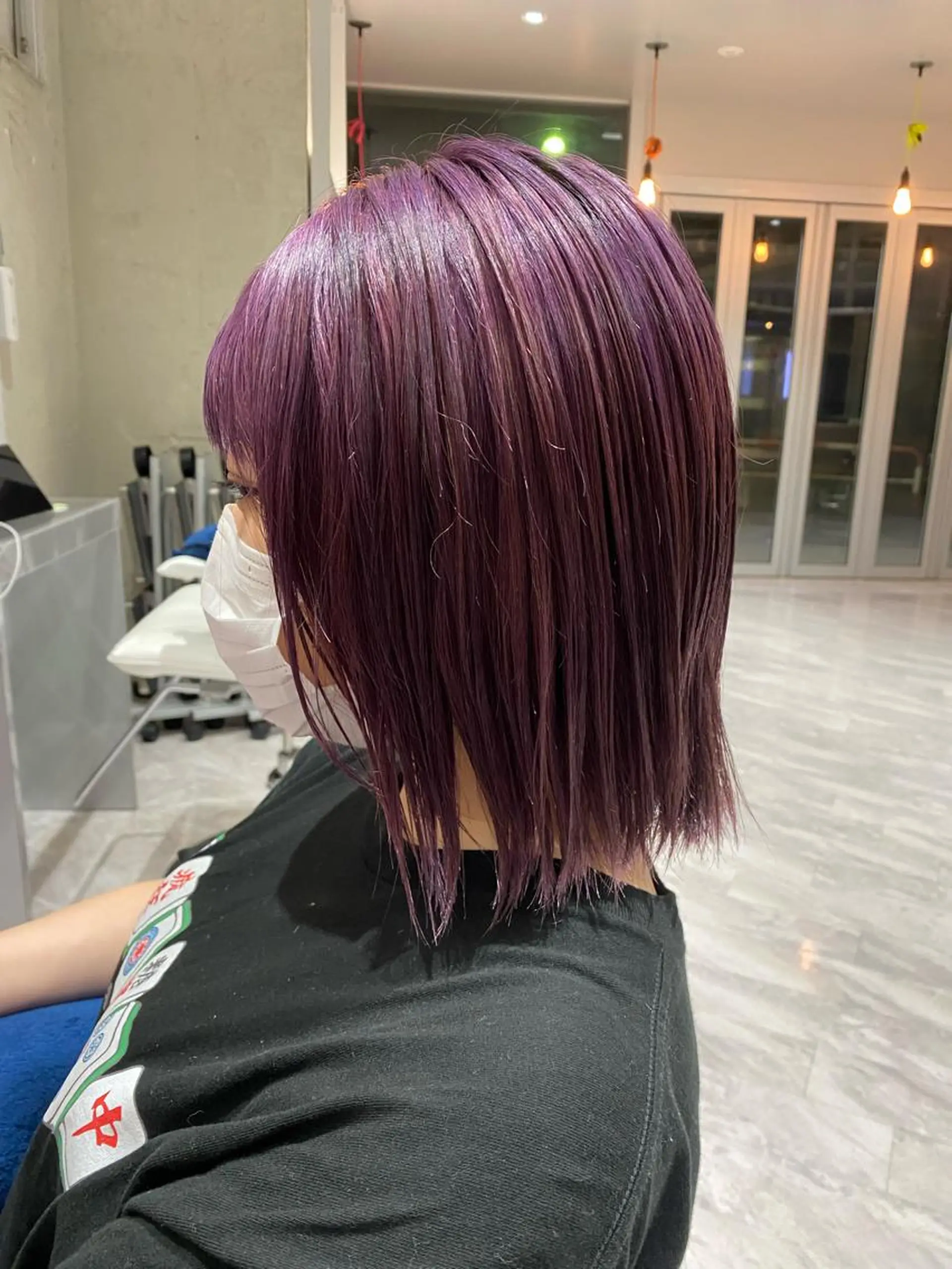 ショート カラー 切りっぱなしボブ ブリーチ ケアブリーチ バイオレットカラー ボブ Riganuts池袋 Hayato✂︎のヘアスタイル