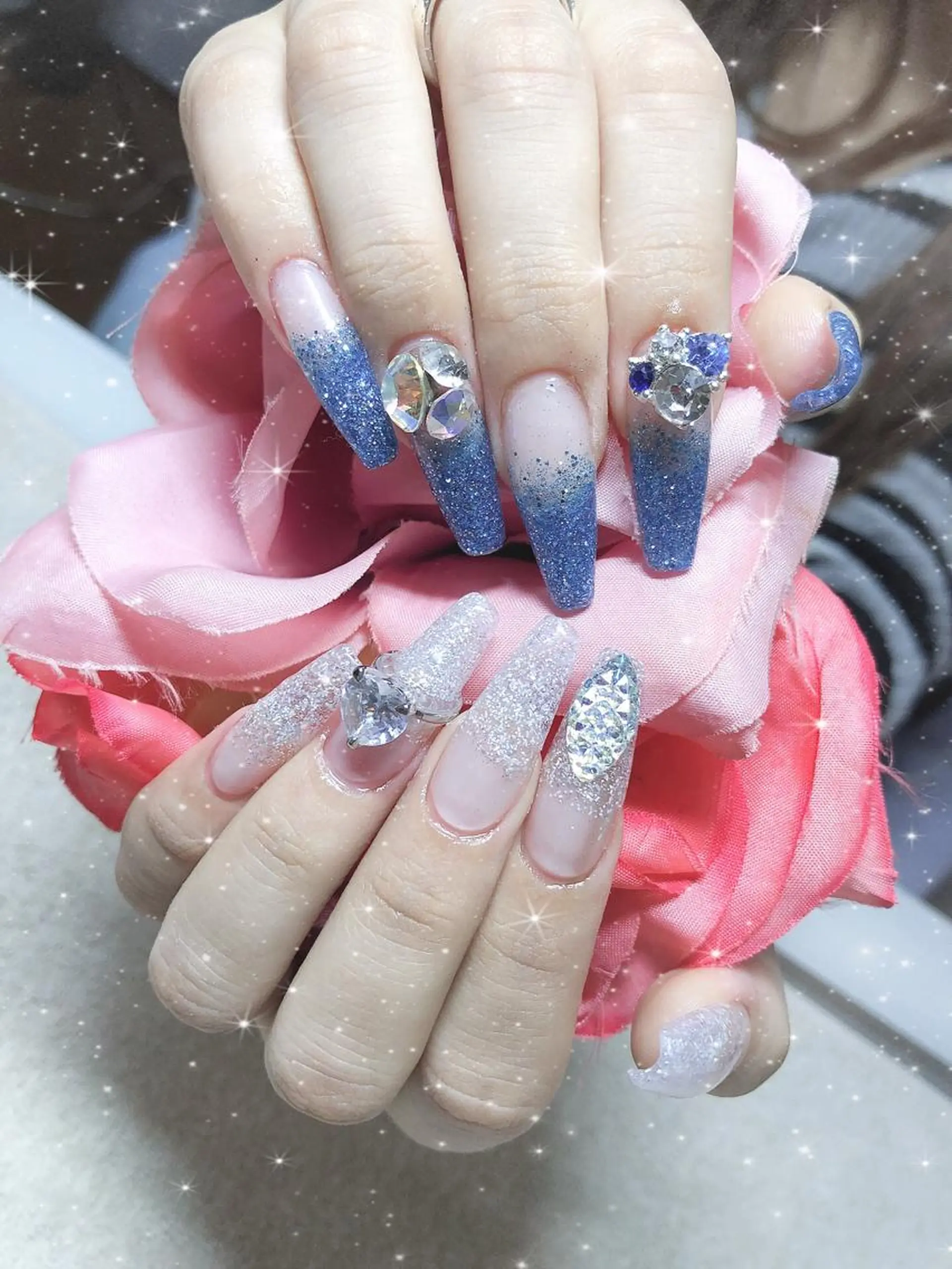 ロング ネイル ストーンネイル ハンドネイル 《LB》ラブリエ Nail&eyeのマツエク・マツパデザイン